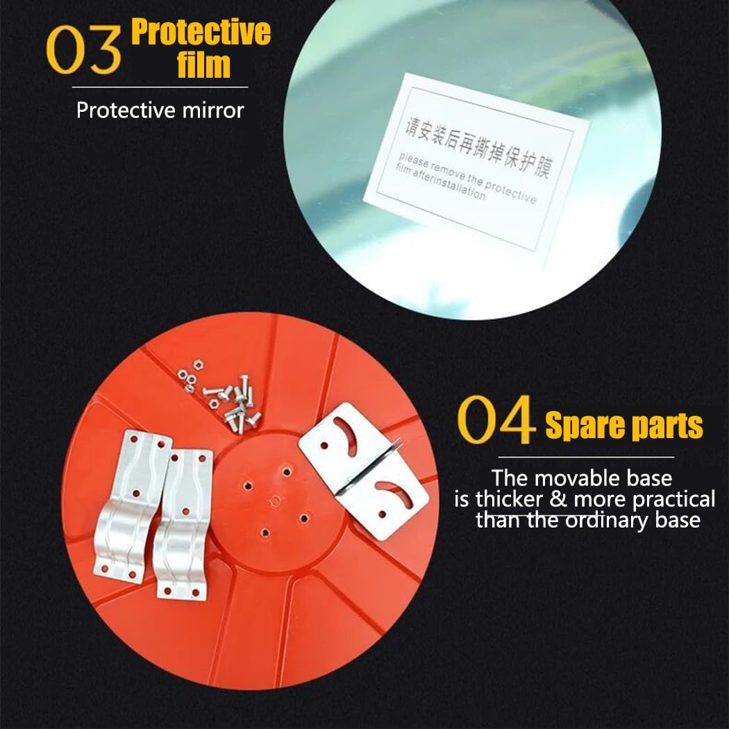 WOUODA 60Cm Outdoor Road Traffic Convex Mirror Wide Angle Driveway Safety Security image number 2