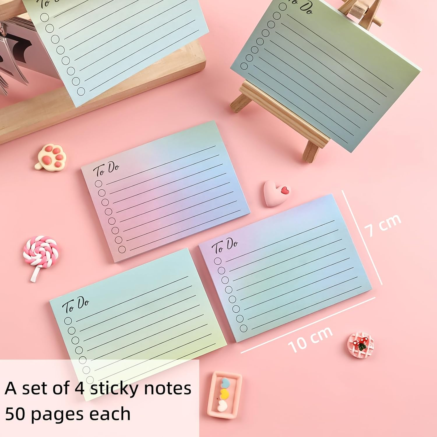(4 Pack) Shesyuki Colorful Sticky Notes, 4 Packs of 200 Colorful Sticky Note, Flamboyant Beautiful Sticky Note for School Home Students Office image number 1