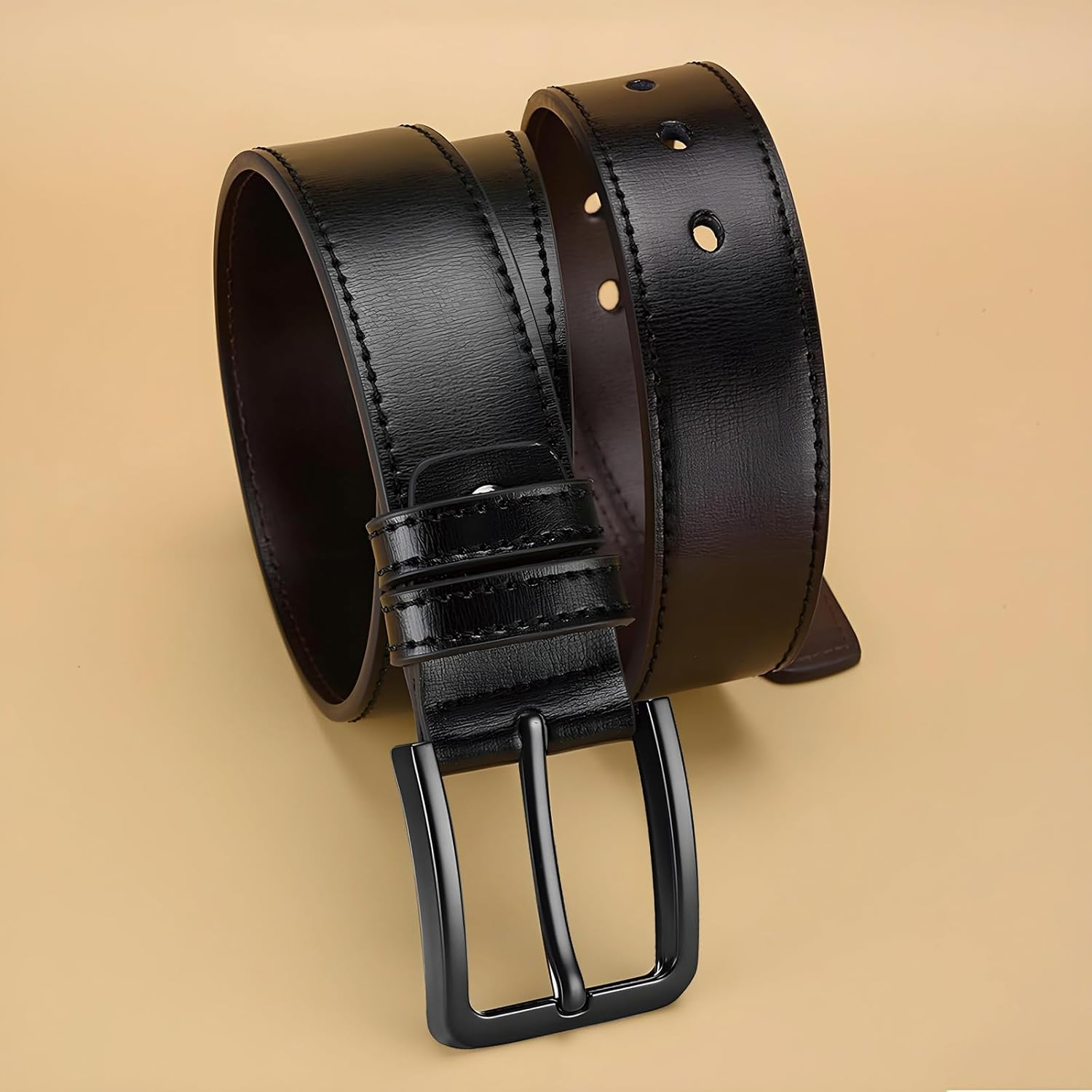 Men'S Casual Jeans Belt Classic Work Business Needle Buckle - Adjustable Leather Waist Belt for Men with Durable Metal Buckle, Suitable for Various Occasions ﻿ image number 2