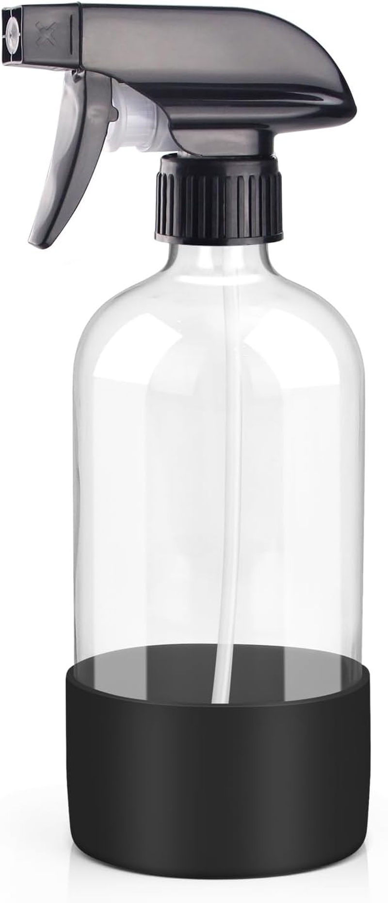 Roinisor Glass Spray Bottles with Silicone Sleeve Protection, Empty 16OZ Reusable Spray Bottles, Refillable Containers with Spray Nozzles for Cleaning Solutions, Plants and Essential Oils 1 Pack White