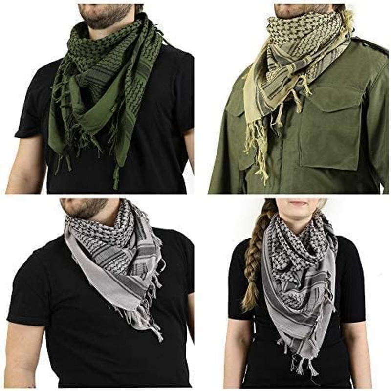 100% Cotton Scarf Arab Tactical Desert Thickened Scarf Wrap for Women and Men with Tassel 43X43 Inches image number 5