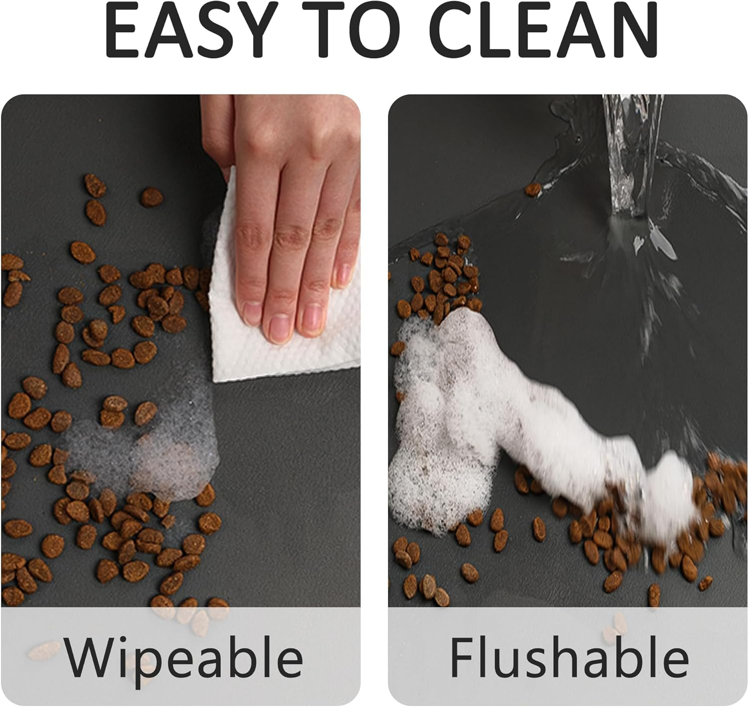 YCT Pet Cat Food Mats - Non-Slip Super Absorbent, 18.1 X 11.8 Inches, Dark Grey image number 1