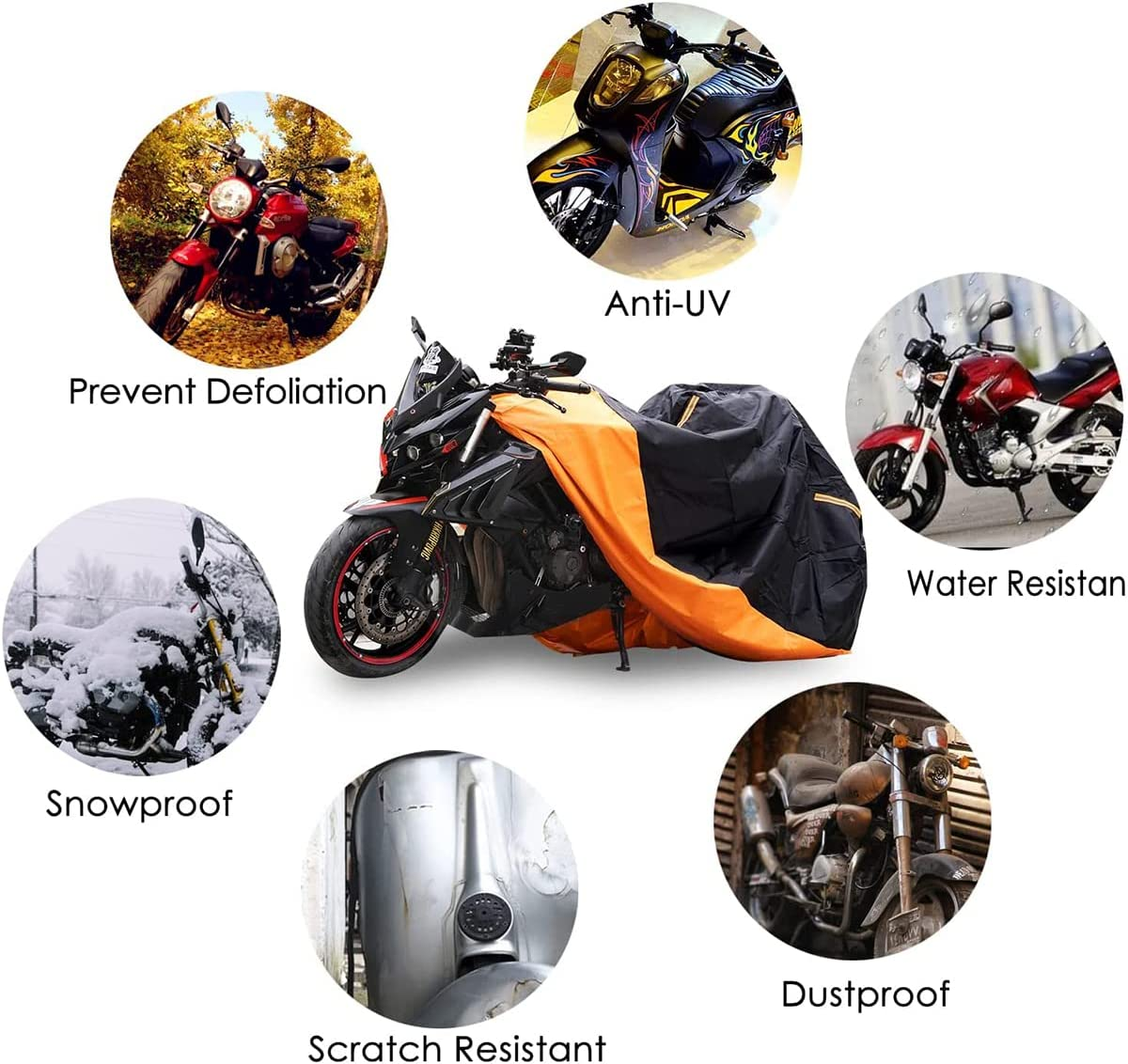 AUTOWT Motorcycle Cover, Xxx-Large Waterproof Motorbike Cover Outdoor Indoor Scooter Shelter Protection with 4 Reflective Strips for Harley Davidson, Honda, Suzuki, Kawasaki, Yamaha (3XL) image number 1