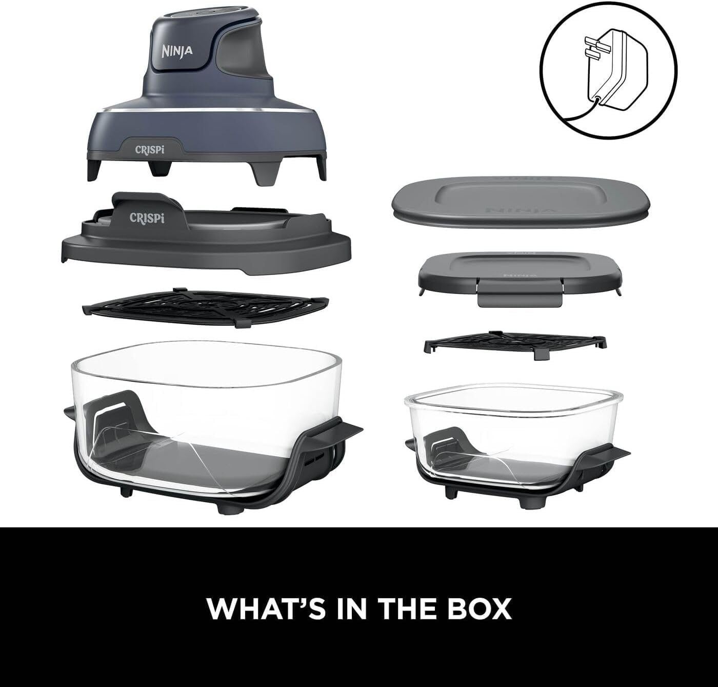 Ninja Crispi&trade; 4-In-1 Portable Glass Air Fryer, Cleancrisp&trade; Glassware, 4-In-1 Functionality, Thermal Shock Resistant, Leak-Proof Lids, Fixed Heat Protection, FN101GYANZ, Cyberspace image number 2