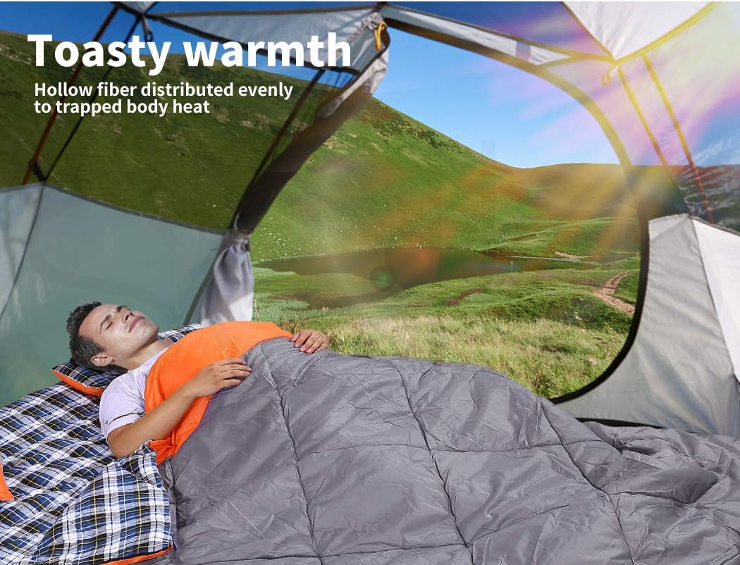 Mountview Double Sleeping Bag Bags Outdoor Camping Hiking Pillow -10℃ Thermal image number 2