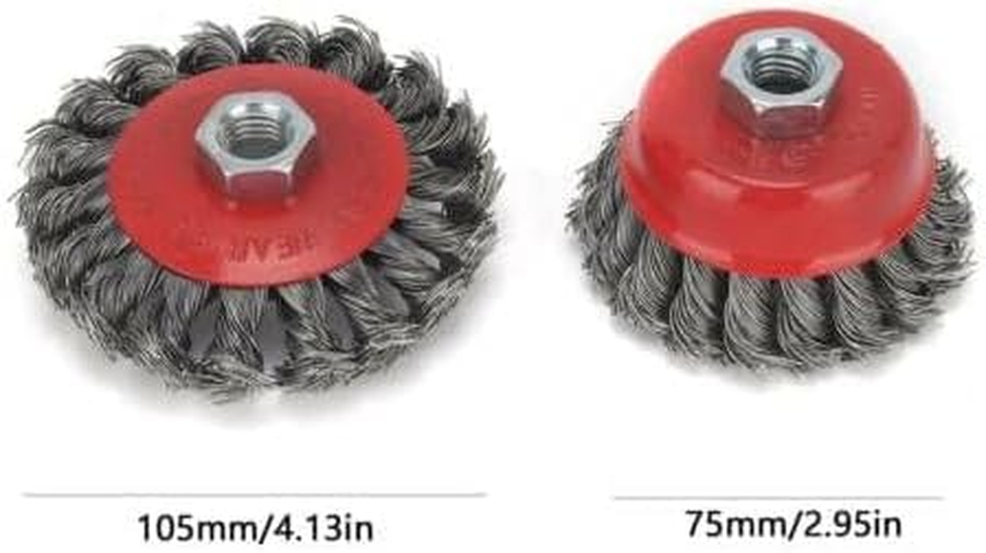 Youngly 8Pcs Wheel Disc Cup Brush Twist Knot Wire Set Kit for Angle Grinder M14 Crew