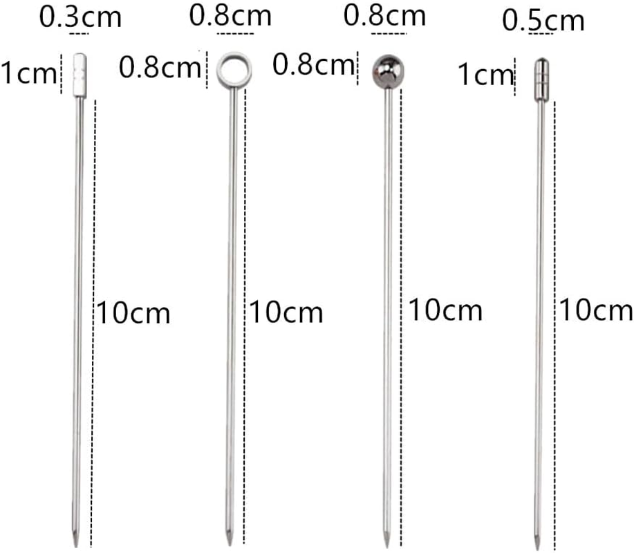 Afzoryxn 16 Pieces Stainless Steel Cocktail Picks Set,Cocktail Picks for Drinks,Stainless Steel Martini Skewers Olive Drink Picks Set for Olives, Fruit Garnish, Home, Bar image number 3