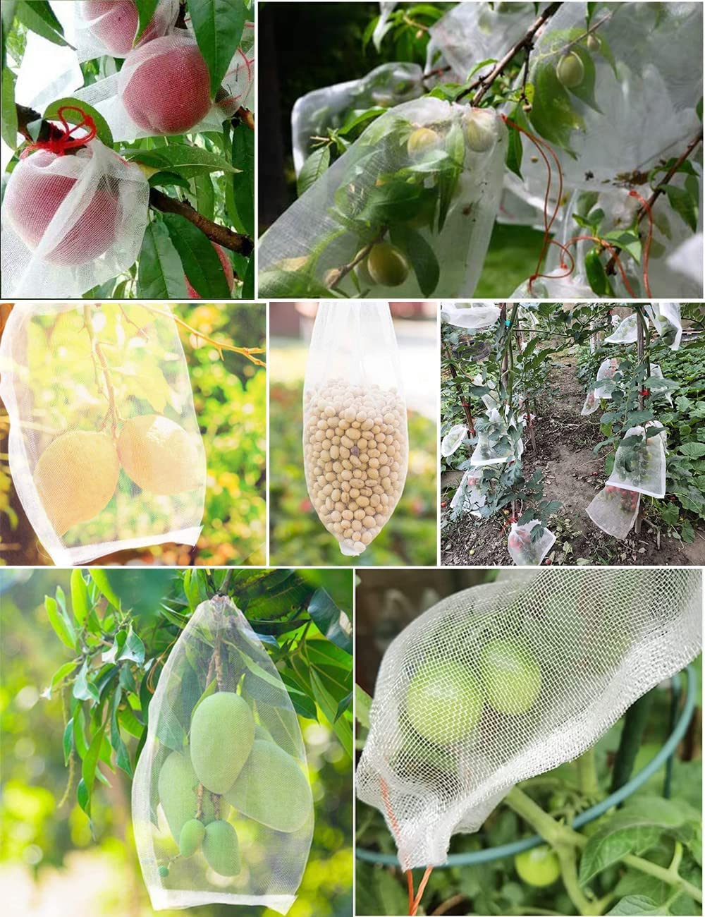 15X25Cm Fruit Protect Bags, 100 PCS Reusable Mesh Garden Netting Protection Bag for Plants Vegetables Plant Fruit Flower, Fruit Bags Net Bag for Fruit Trees, Fruit Cover Nylon Mesh Bag with Drawstring image number 3