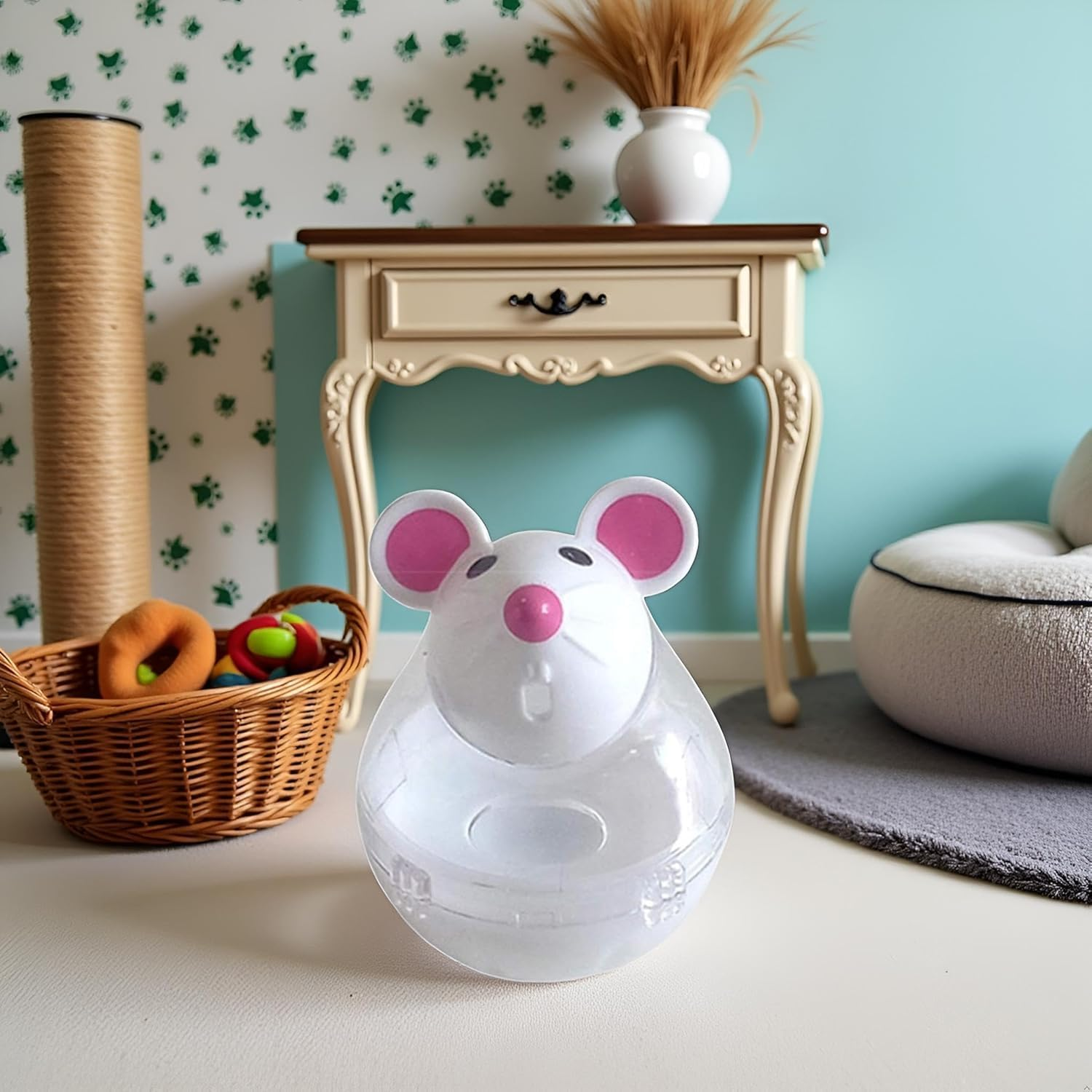 Pchnfei Interactive Cat Toy, Mouse Shape Treat Dispenser, Food Storage Holder for Indoor Cats and Kittens, Cat Mice and Animal Toys for Pets, Increase IQ Interactive image number 3