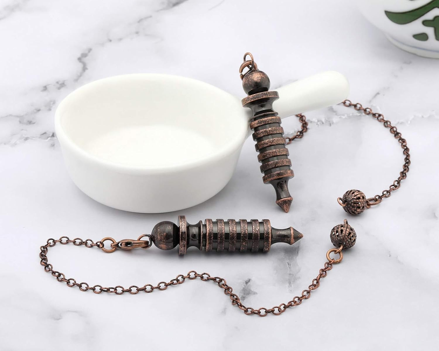 Top Plaza 3 Pcs Metal Pendulum for Divination Witch Dowsing Pendulum Wicca Healing Spiritual Answers Energy Balancing Pointed Cone Pendulum image number 5