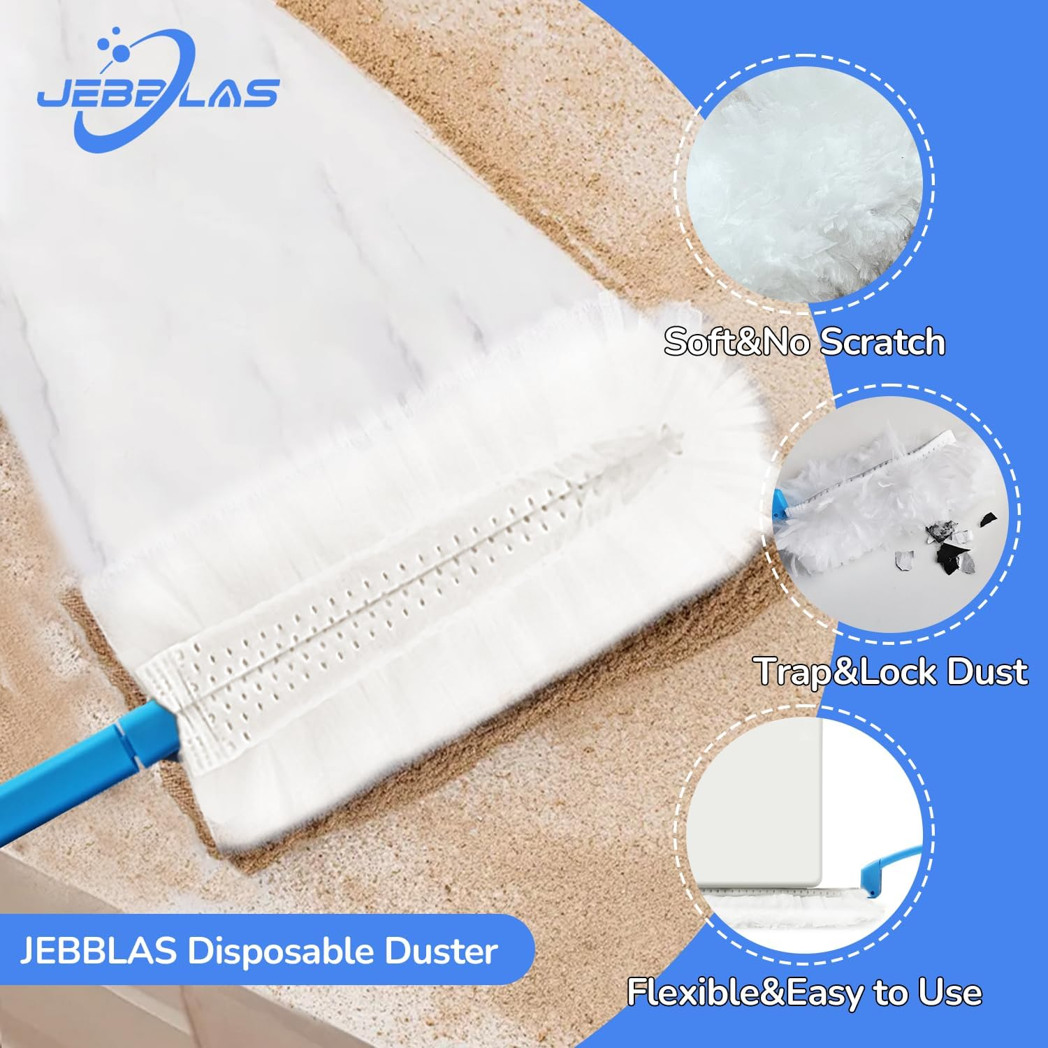 JEBBLAS Disposable Duster Refills White Replacement Head 20 Count(Suitable for Swiffer) - 1 Option From image number 5