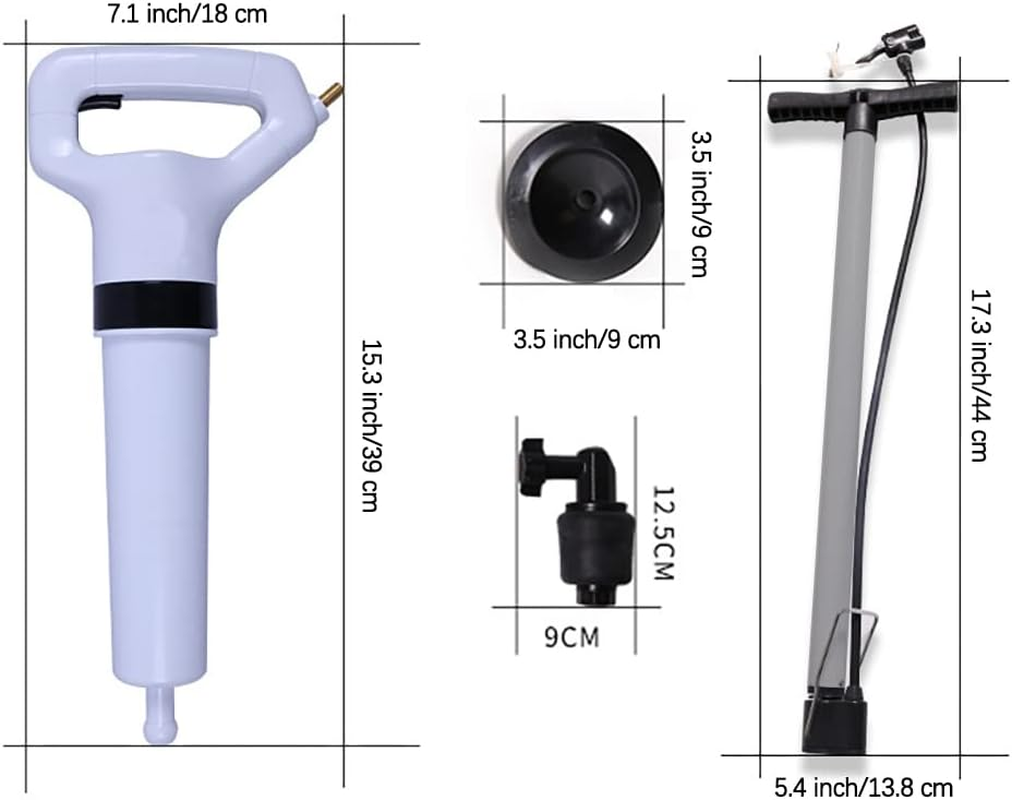 High Pressure Drain Plunger & 1 Claw Grabber Cleaner 1 Hair Clog Remover 1 Gloves 1 Pocket,Air Pump Auger Blaster for Kitchen,Bathroom,Bathtubs,Toilet,Floor,Sink,Clogged Pipe (Pump)