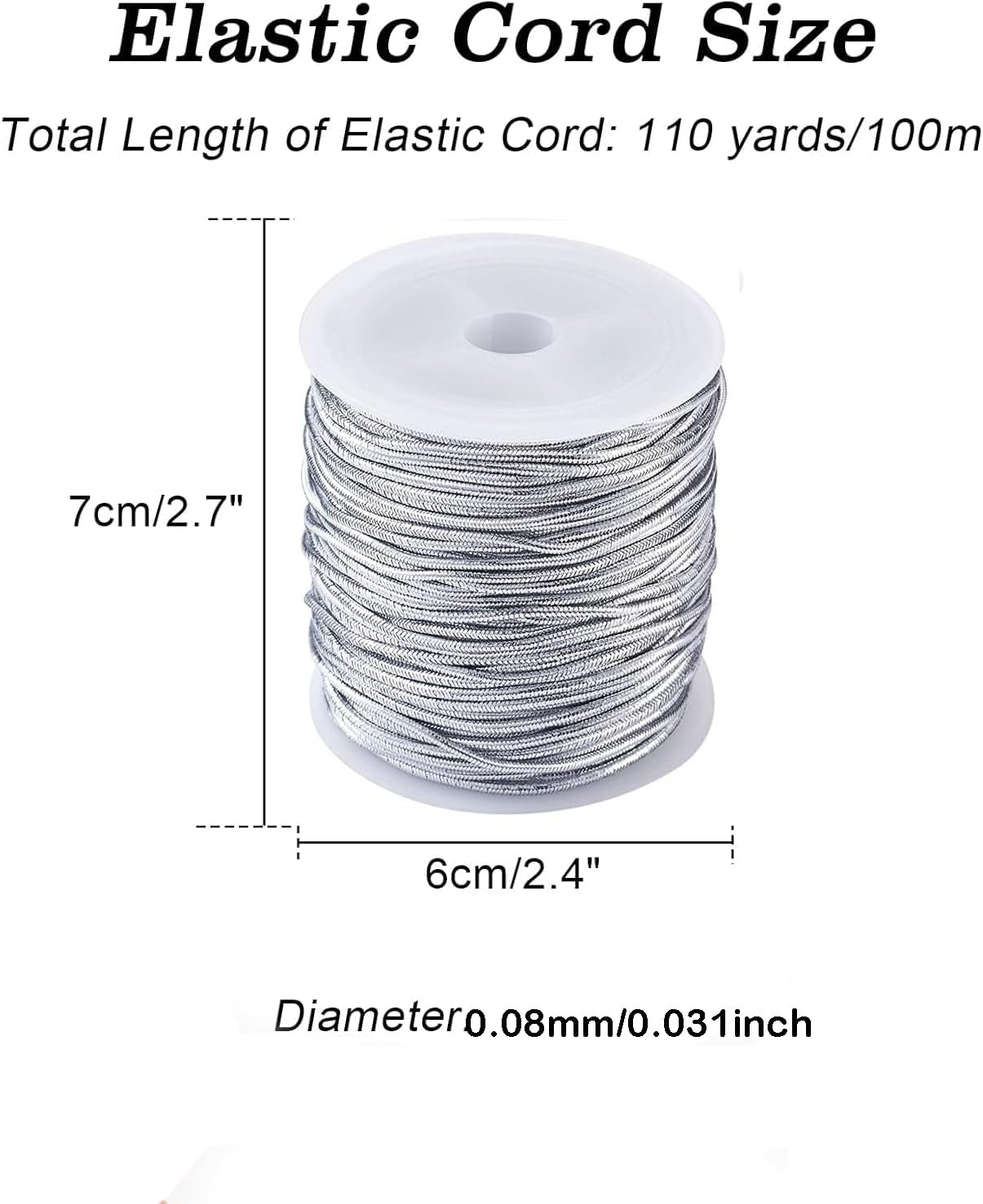 1 Rolls Metallic Elastic Cords Stretch Cord,0.8Mm X 100M Ribbon Metallic Tinsel Cord Rope,For Braiding Rope for Gift Wrapping,Crafts,Ornaments Hanging,Jewelry Making,Bracelets,Hair Decorations (S) image number 3