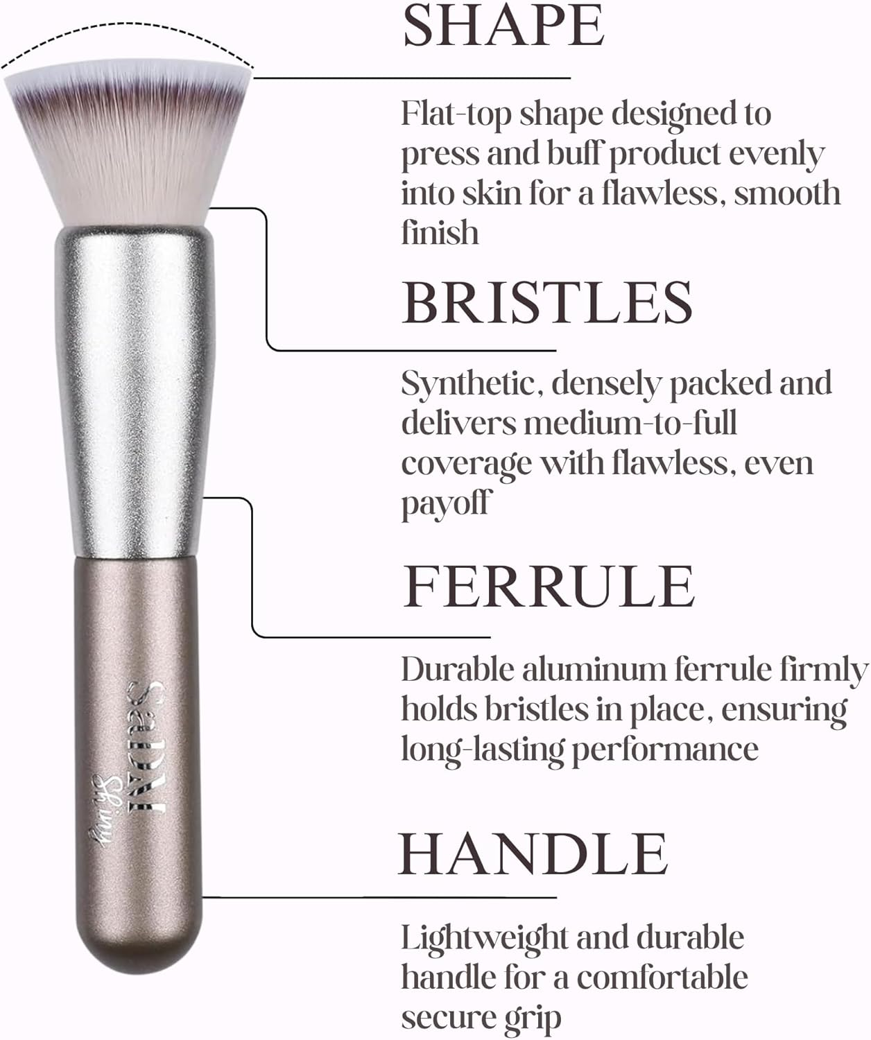 Kabuki Makeup Brush - Blender Brush for Powder, Cream, Liquid Foundation, Sunscreen, Blush Blending & Bronzer - Professional Make up Brush - Full Face Makeup Brush - Vegan & Cruelty Free