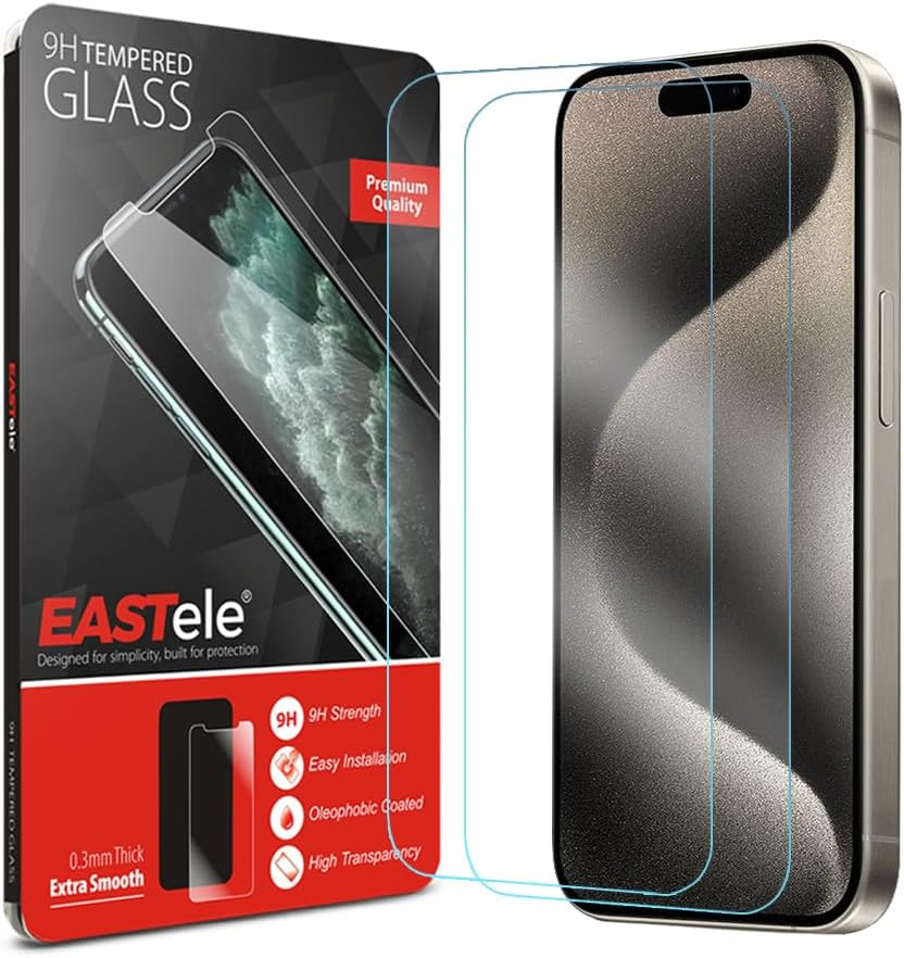 Eastele Iphone 16 plus Iphone 15 plus & Iphone 15 Pro Max 6.7-Inch Tempered Glass Screen Protector, Japanese Glass, 2-Pack image number 1