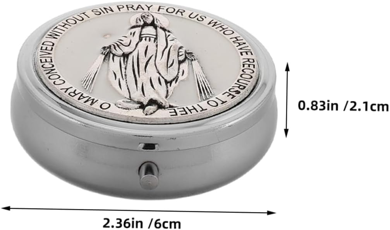 2Pcs Rosary Box Metal Religious Keepsake Chest Catholic Storage Box for Beads Confirmation for Beads Religious Souvenir Chest image number 5