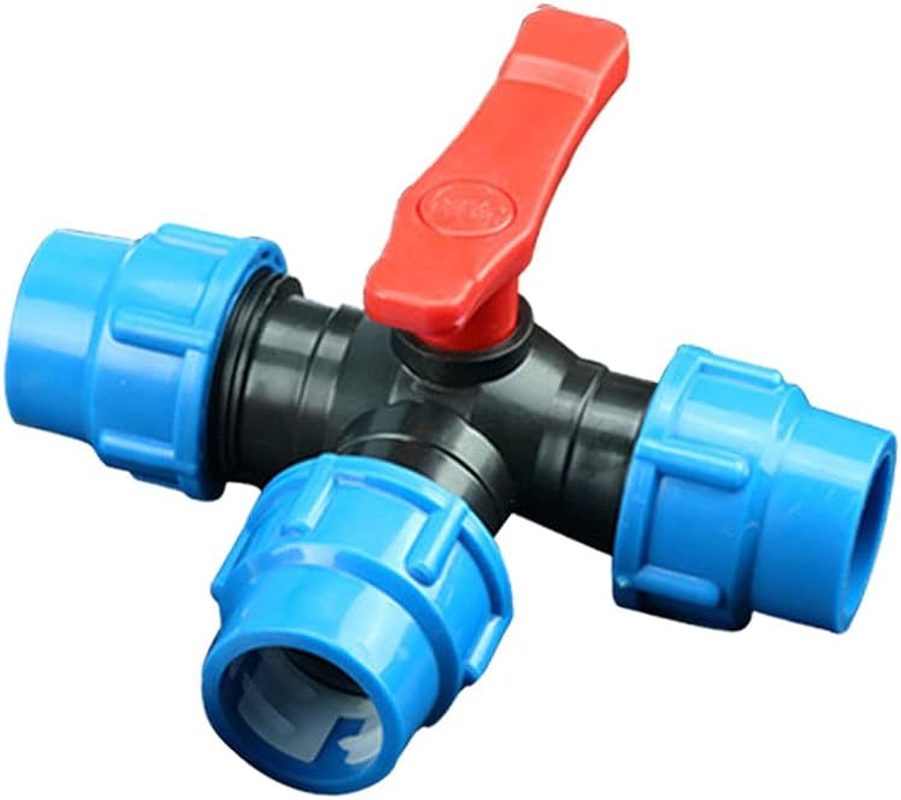 Tophomer 3-Way Valve Garden Hose PE Connector Splitter, Hose Manifold, Tee Fitting Water Pipe Tee for Gardening, Agricultural Irrigation, 32Mm image number 2