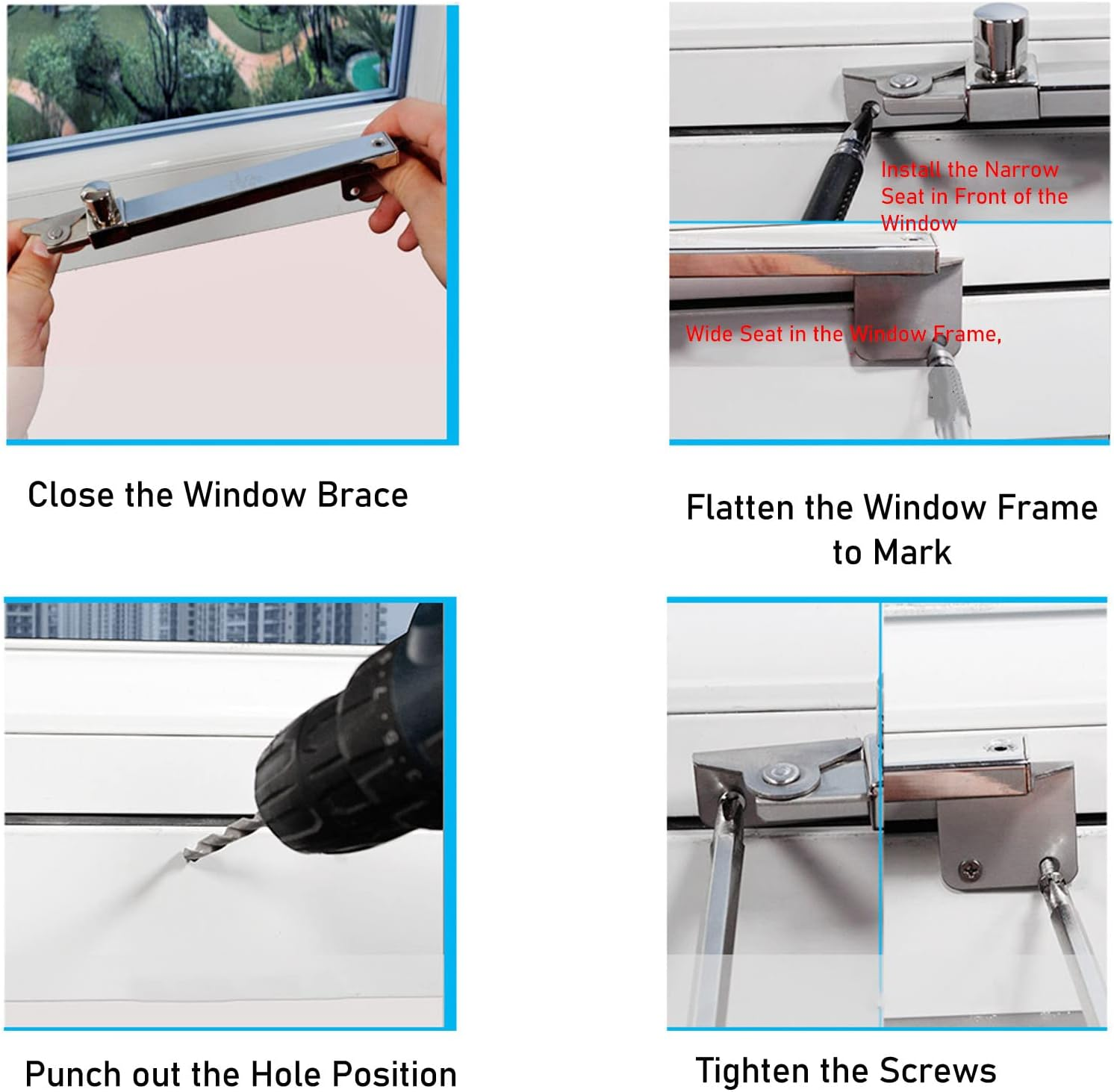 10In Casement Window Stay, Stainless Steel Security Window Latches Adjustable Telescoping Wind Brace, Windproof Support Casement Stay Window Latch Lock (Type 02) image number 3