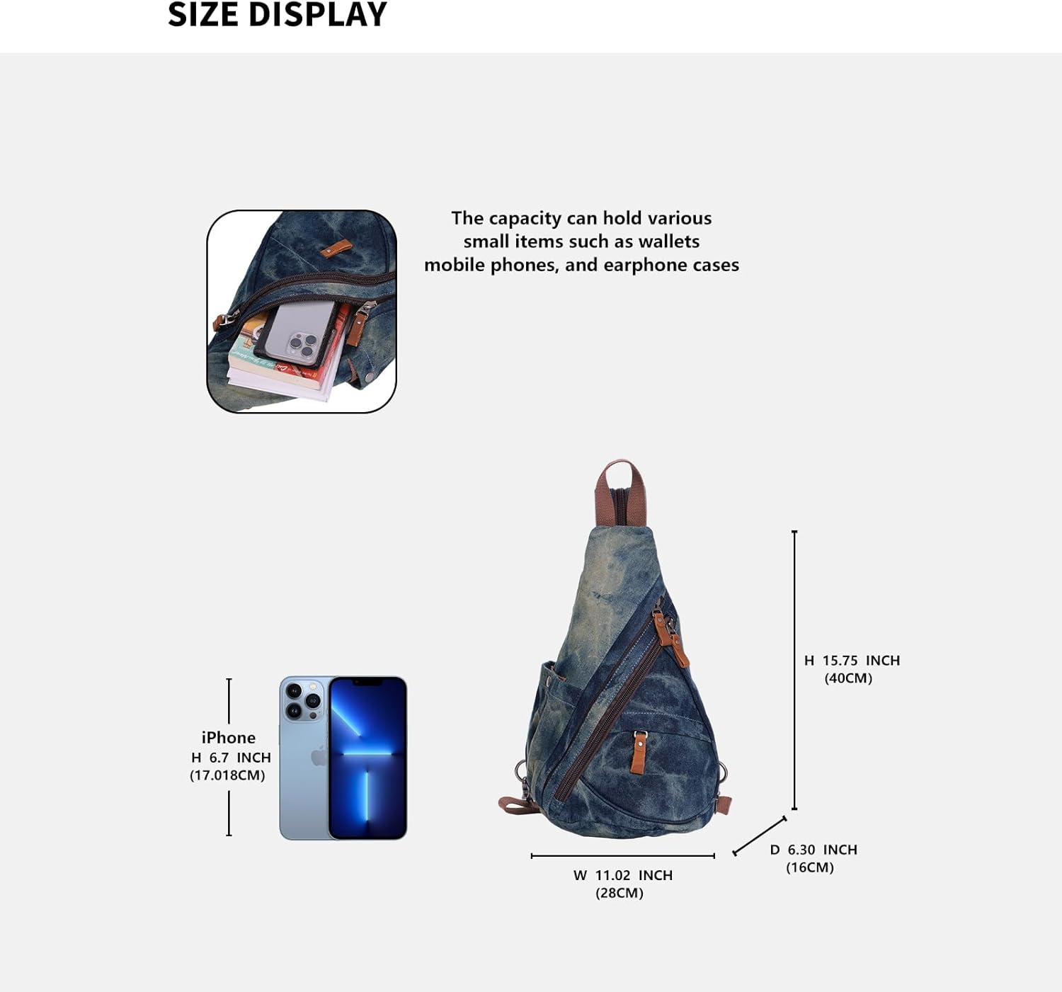 NECTAR YUNBURST Denim Blue & Yellow Canvas Leather Multi-Function Pack - Crossbody Backpack/Shoulder Casual Daypack/Rucksack for Cycling Hiking Travel | Water-Resistant | 40X28X16Cm Unisex image number 6