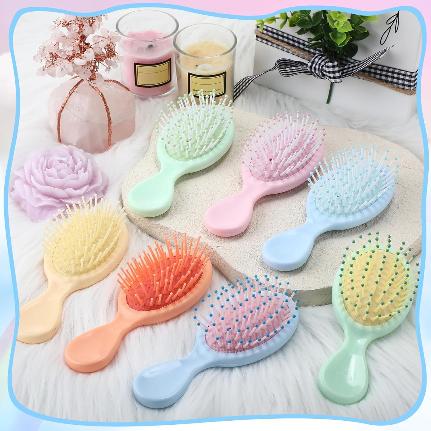 Zopeal 28 Pcs Kids Gift Wet Hair Mini Brush Bulk Girls Back to School Small Pocket Travel Hairbrush Hygiene Detangler Soft Bristle Detangling Paddle for Bachelorette Rewards Party Favor(7 Colors) image number 4