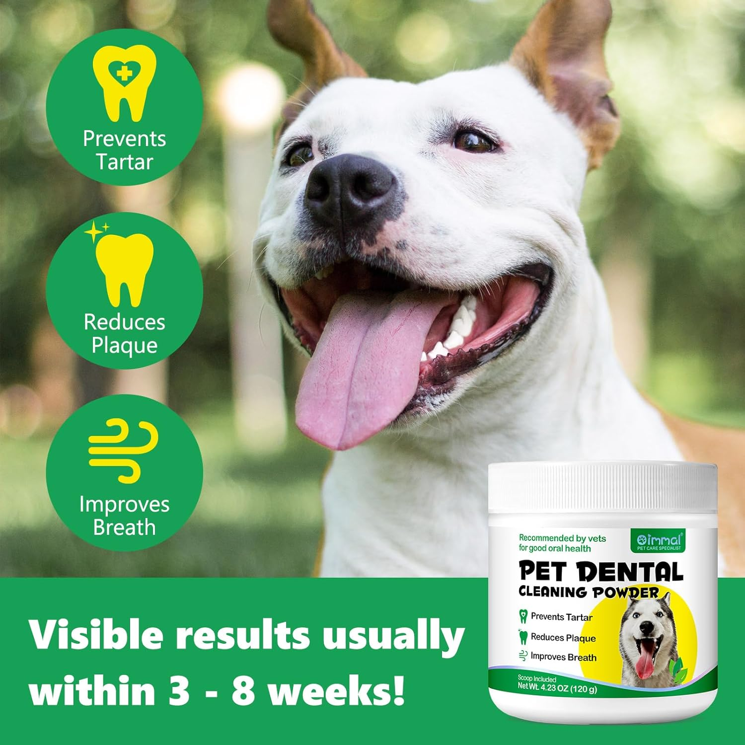 AFITMOE Dog Teeth Cleaning Powder,Dog Dental Powder with Probiotics Effectively Remove Tartar,Plaque,Stains,Bad Breath,Dog Teeth Cleaning Power Support Oral Care for Small,Medium,Large Dogs,4.23Oz image number 2