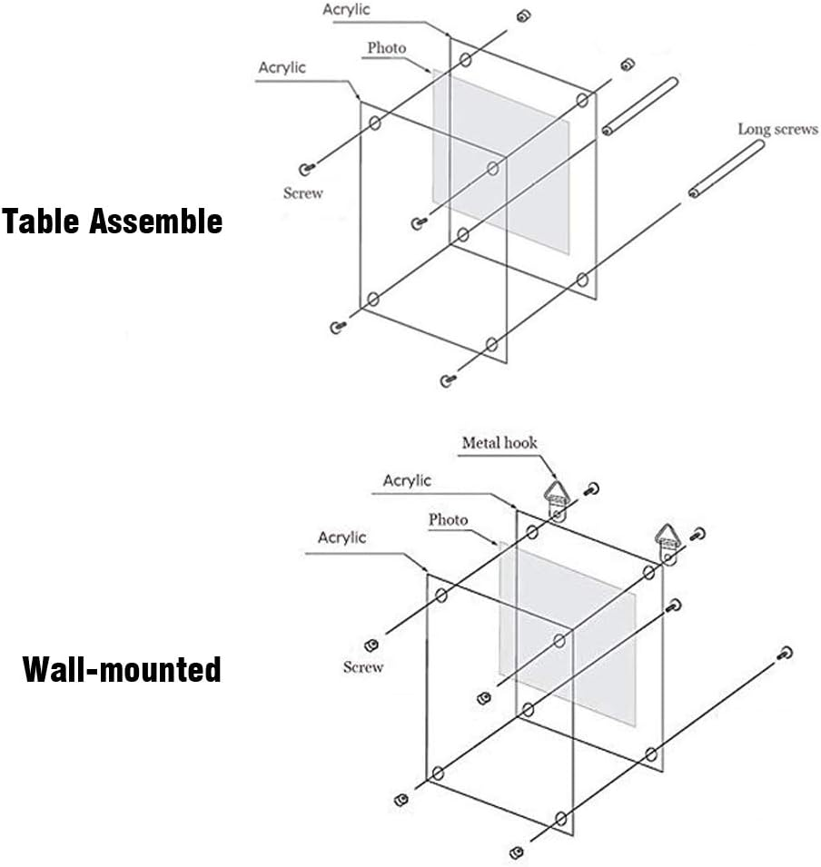 HESIN 2 Pack of 6 X 9 Acrylic Picture Frametabletop Photo Frame and Wall Mounted Sign Holder Suit for A5 Paper or 6"X9" Frame (2 Pack)