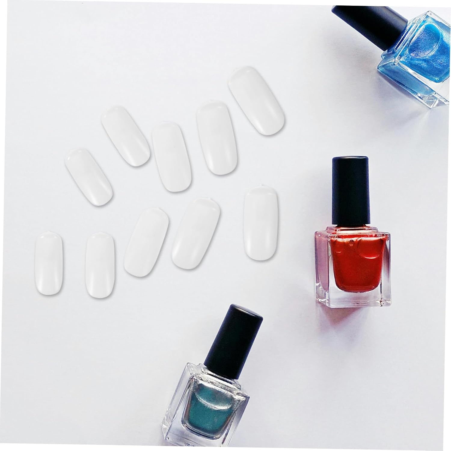 CALLARON 100 Pcs White Nail Practice Tips for Gel Polish Flexible Jointed Artificial Nail Sticks Display and Training image number 2