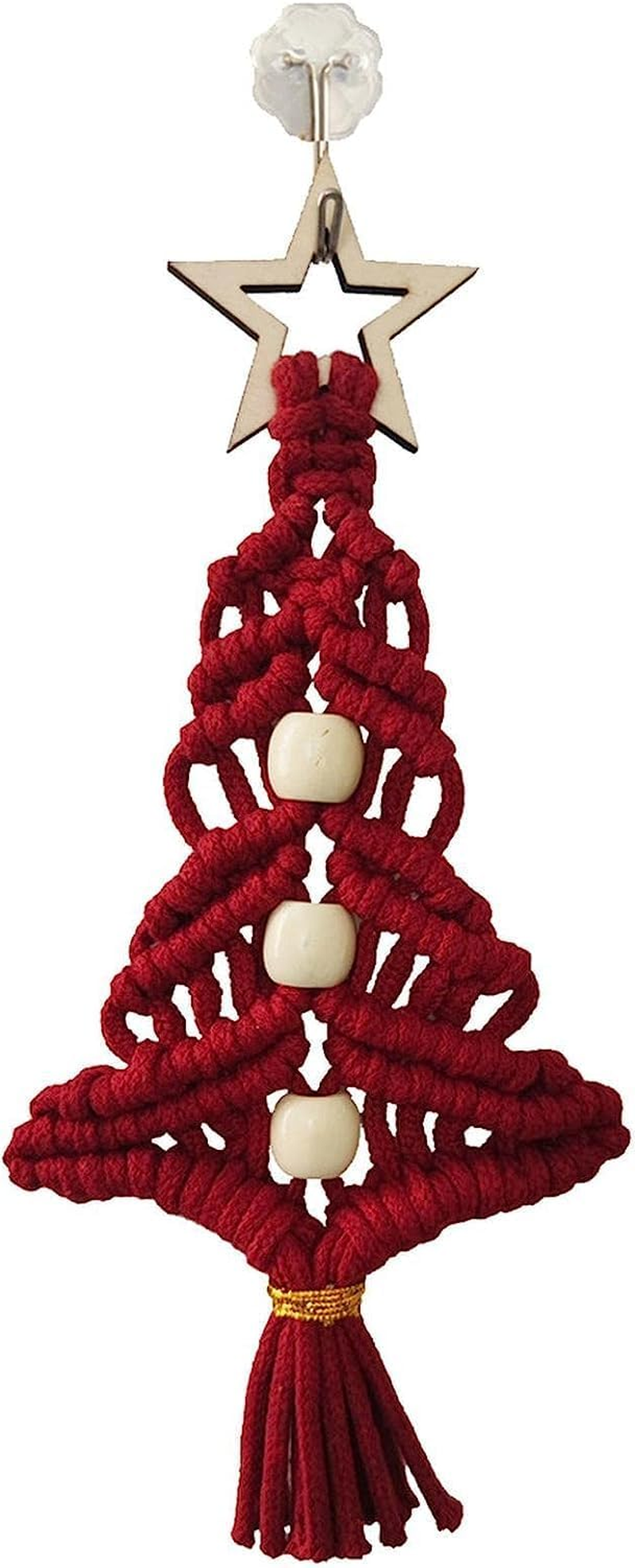 Christmas Hanging Ornaments | Christmas Tree Shaped Knitted Ornaments Hanging Decorations | Bohemian Christmas Decorations Pendant Ornaments image number 3