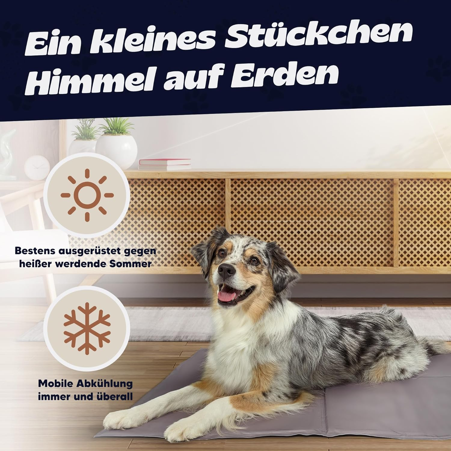 Napfgefl&uuml;ster&reg; - Nala Cooling Mat for Dogs Self Cooling Dog Mat Summer Cooling Pad Non-Slip Dog Mat for Home on the Go or in the Car Size (M)