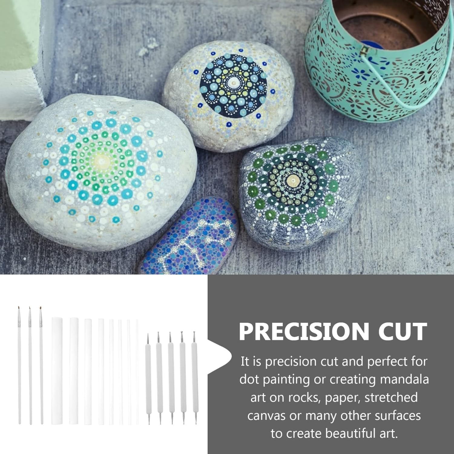 NUOBESTY 16Pc Mandala Dotting Tools DIY Acrylic Sticks Rocks Stone Painting Pen Kit image number 5