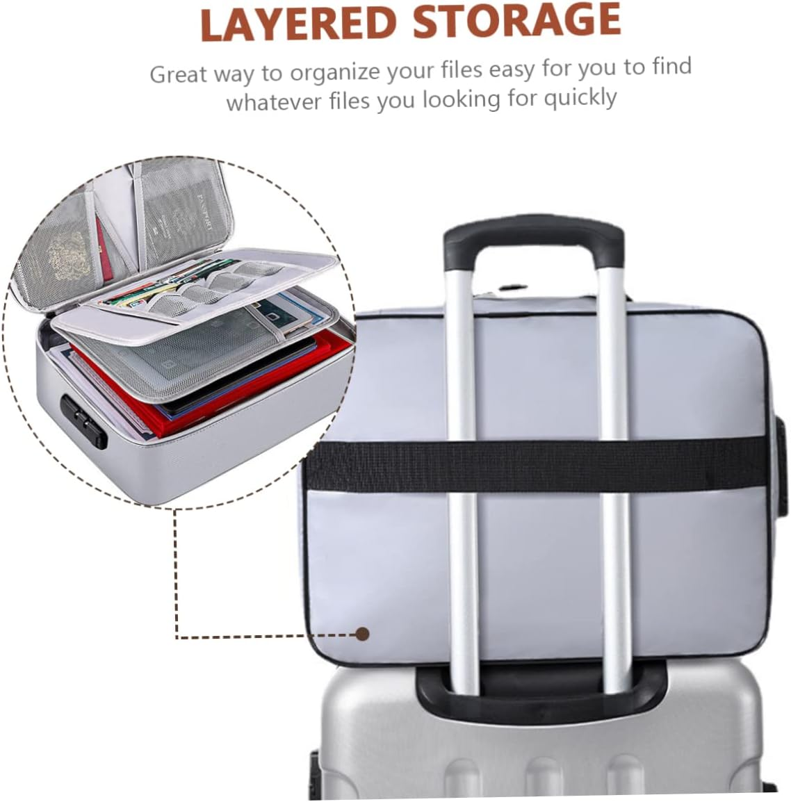 TEHAUX Fireproof Document Bag Travel Safe Bag File Storage Case for Laptop Files