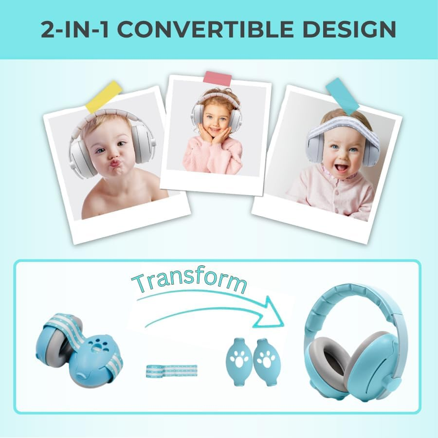 Rndeen Upgraded 2-In-1 Baby Earmuffs-27Db,Ear Protection for Infants & Toddlers(Up to 48 Months),Improved Noise Reduction,Ultra-Soft,Ideal for Outdoor & Sleep image number 2