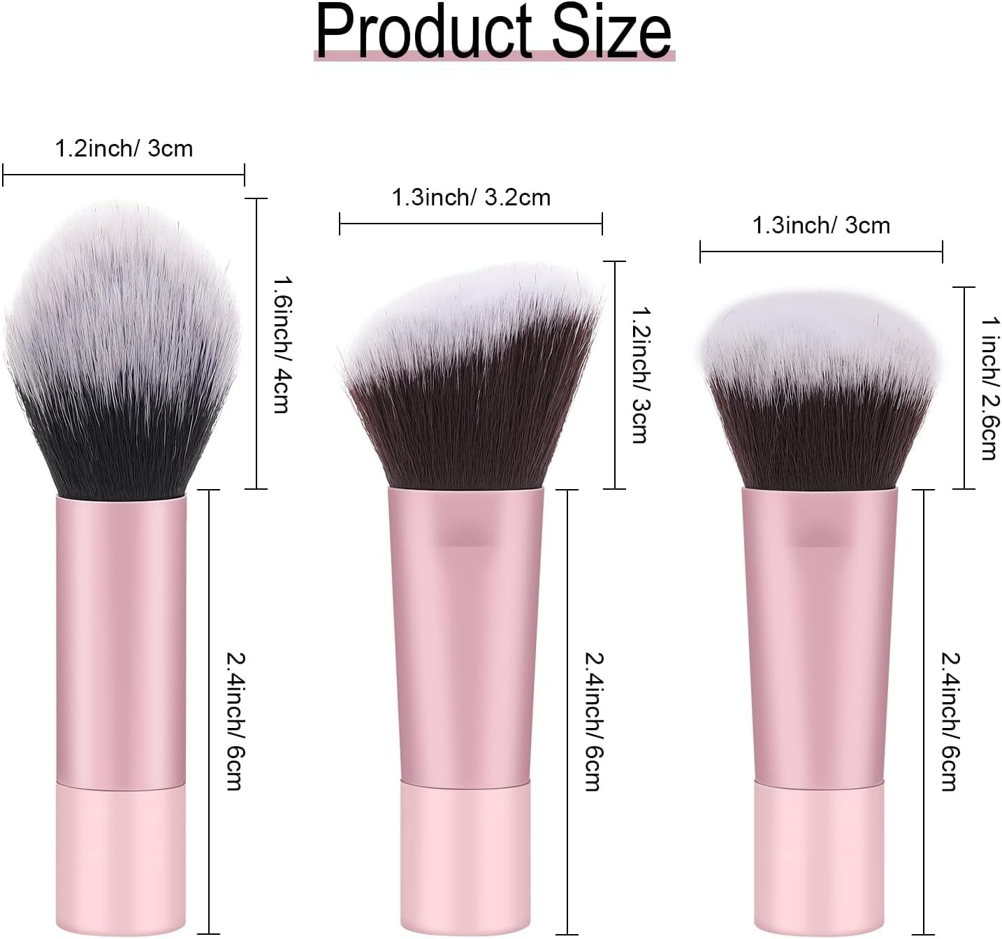 BLEMOLE 3Pcs Foundation Contour Powder Brushes Set, Travel Kabuki Makeup Brush, Kabuki Powder Foundation Sunscreen Makeup Brush image number 5