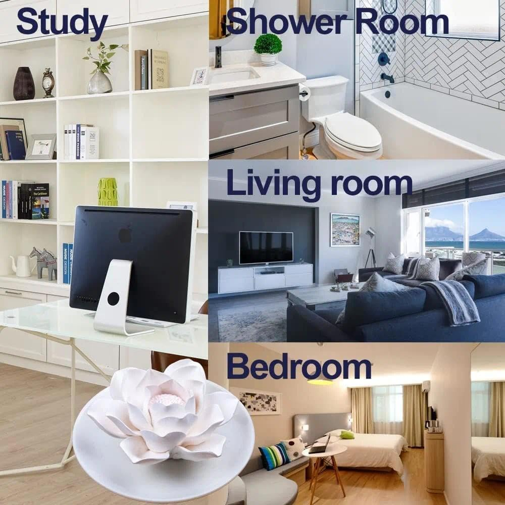 Essential Oil Diffuser, Ceramic Flower Aroma Diffuser for Small Spaces, Waterless and Non-Electric, Gentle Fragrance Diffuser, Suitable for Desk, Office, Bathroom, Bedroom - CRFY image number 5