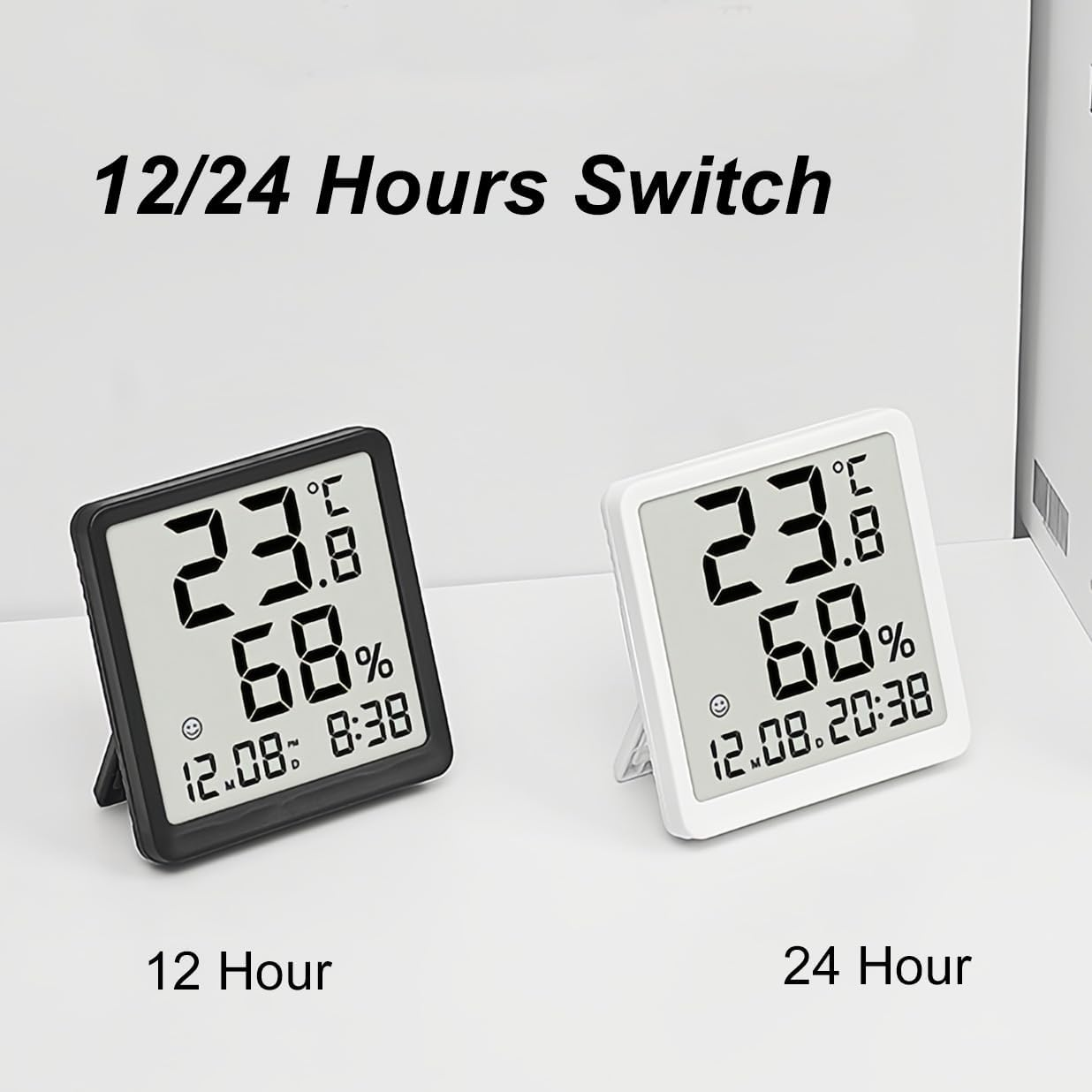 Lancoon Digital Thermohygrometer LCD Small Alarm Clock with Temperature Humidity Magnetic Date 12/24 Hour ℃/℉ Switch Bracket Hanging Hole for Home Living Room Office image number 5