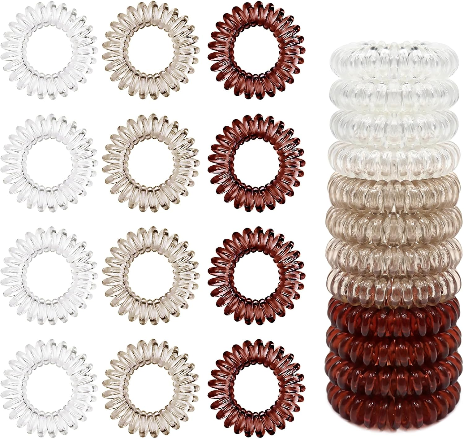 Sularpek 12 Pcs Spiral Hair Bobbles, Plastic Spiral Hair Ties, Spiral Hair Bobbles, No Crease Hair Bands, Phone Cord Bobbles Ponytail Holder for Women Girls image number 6