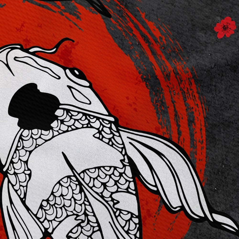 Japanese Yin Yang Koi Fish Tapestry, Cool Red and Black Anime Sakura Art Tapestries Vertical Wall Hanging for Men Bedroom Living Room Office Decor 40X60", Asian Cherry Blossoms Poster Blanket image number 6