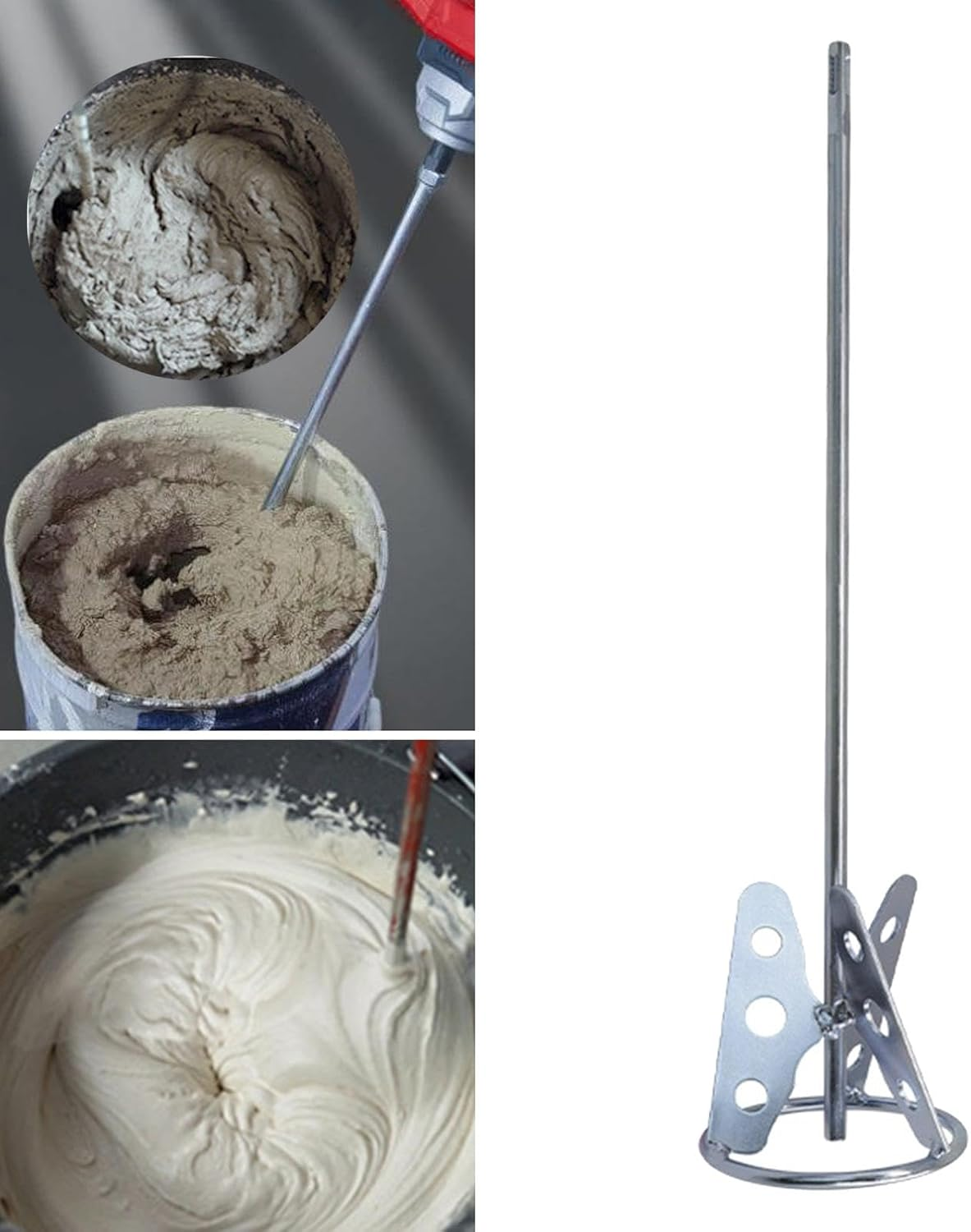 Eigell Cement Mixing Rod Paint Mixer Square Handle Hand Drill Mixing Rod Electric Hammer Stirring Head for Garage, Type C image number 1