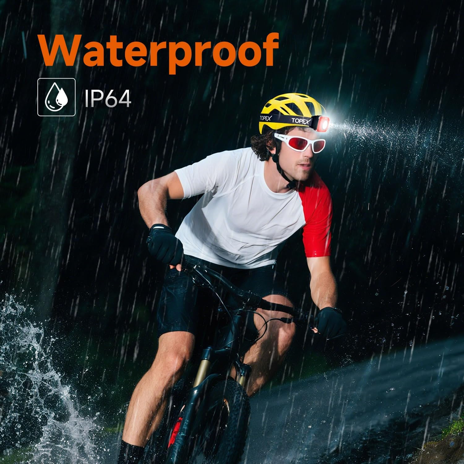 TOPEX 1000 Lumens Magnetic Base Rechargeable Work Light with 7 Light Modes & 10 Hours Runtime, IP64 Waterproof & Headlight, Adjustable & Detachable Headband for Camping, Working, Running, Emergency