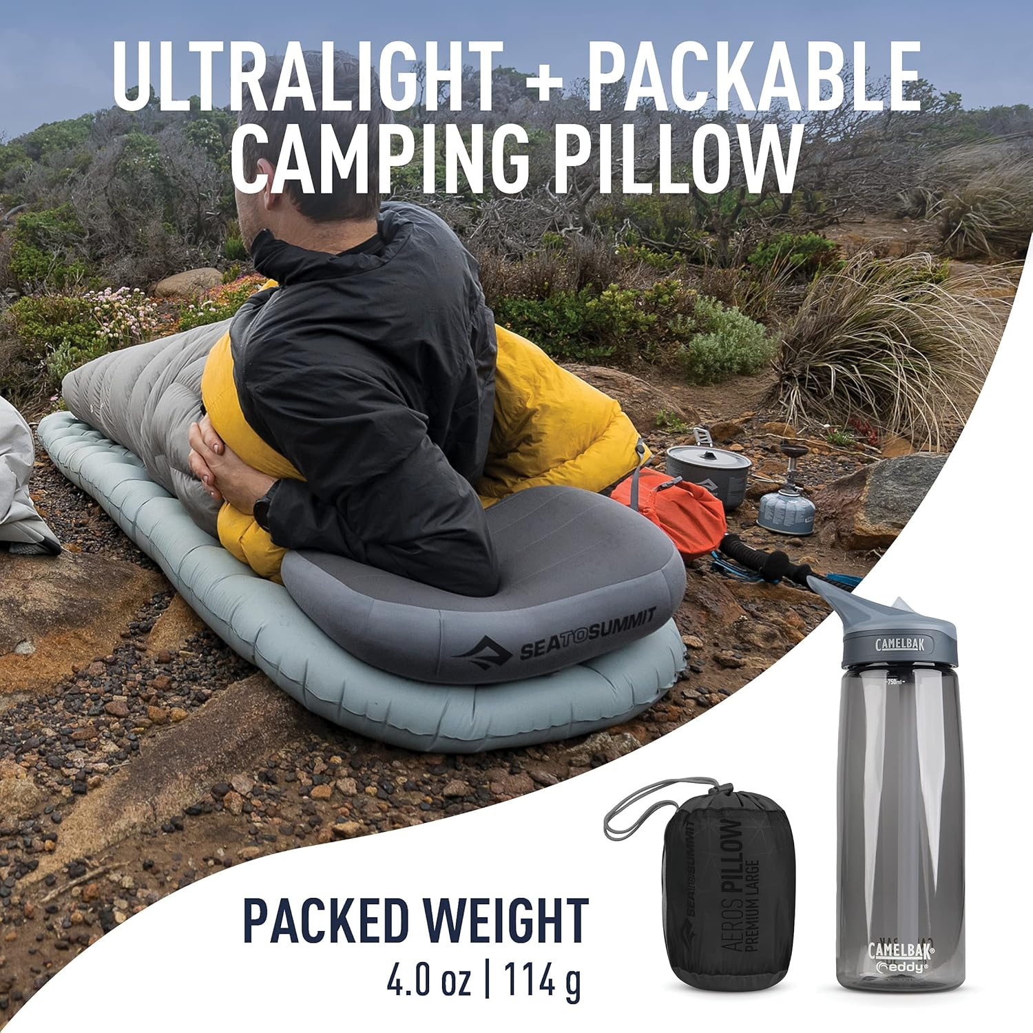 Sea to Summit Aeros Premium Pillow, Grey, Large image number 2