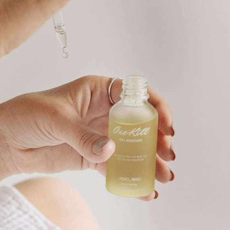 JELLO JELLO One Kill Set (Peel off Base Gel 10Ml + One Kill Remover 30Ml Set + 10 Cuticle Sticks) | Gel Remover, Nail Repair and Health, Easy Remover Gel Nail, Self Gel Nail image number 1