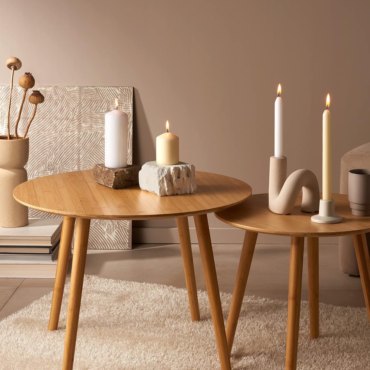 Bolsius - Essentials - Pillar Candle - Taupe - 8 Cm - Length Burning Time 17 Hours - Unscented - Natural Plant Wax - without Palm Oil image number 1