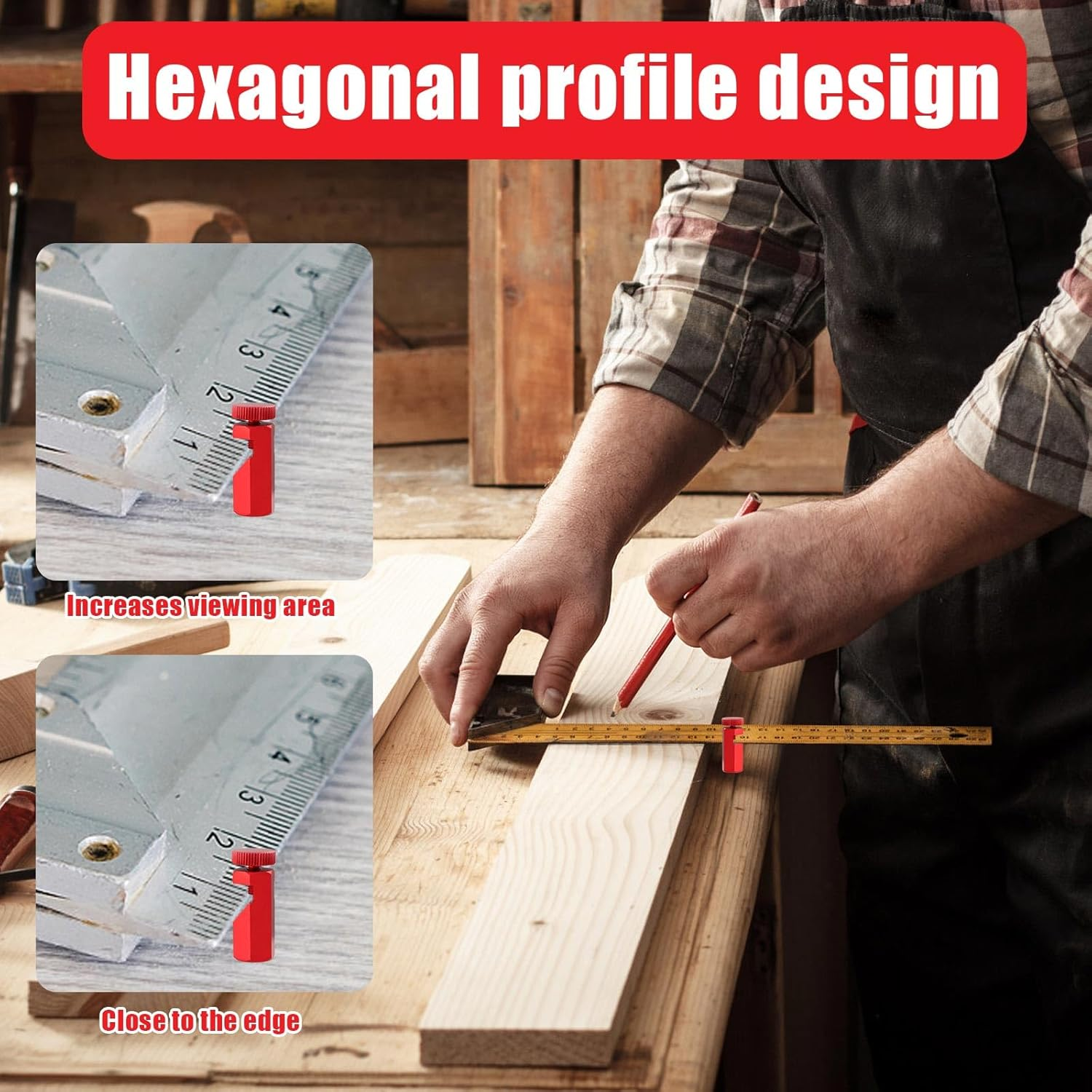 Pack of 2 High Stair Gauges for Carpenter'S Angle with Holder and Carabiner, Carpenter'S Gauge for Quick Angle Stair Teaching Knobs, Carpenter'S Angle Stops for Carpenter'S Square and Circular Saw image number 6