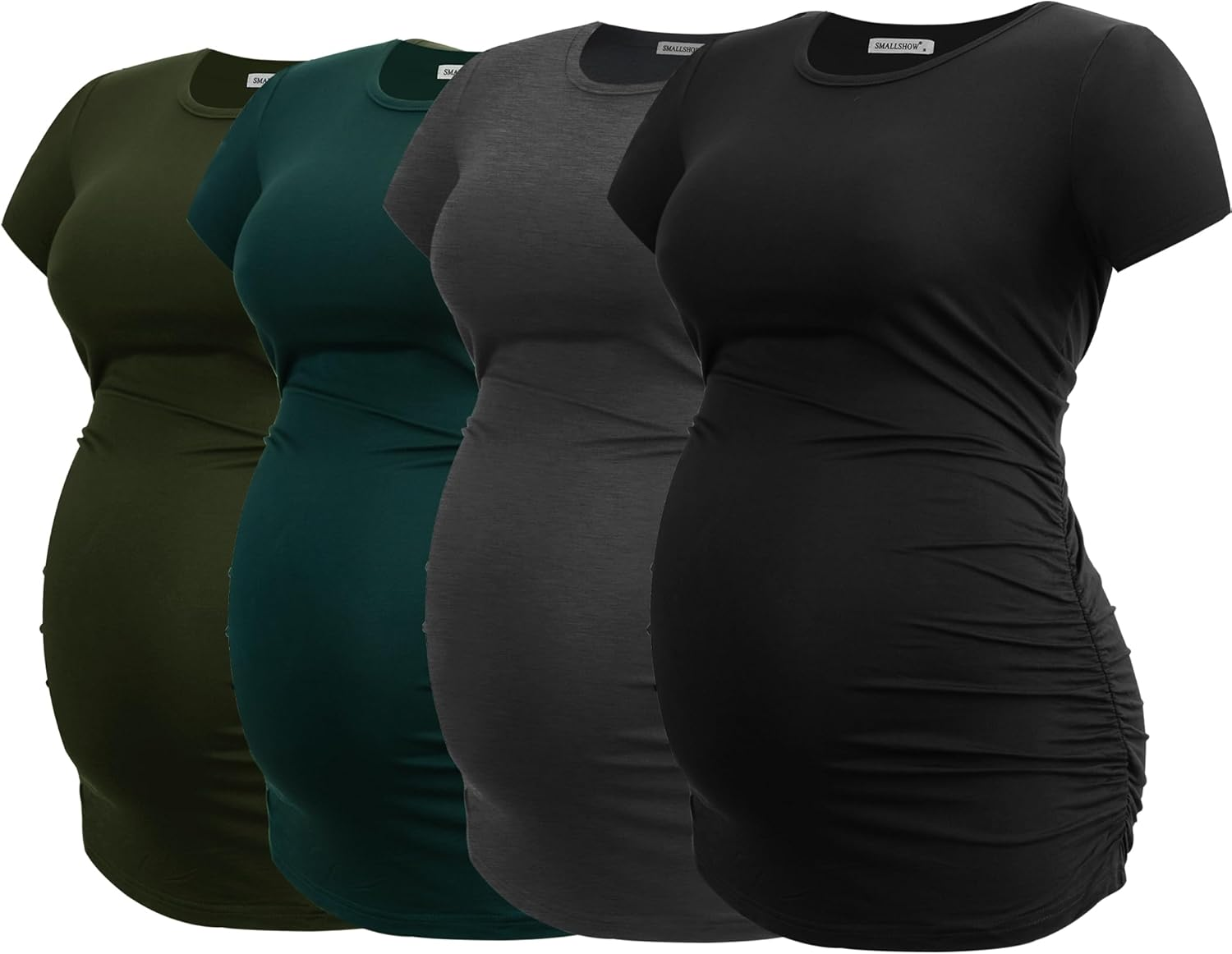 Smallshow Women'S 4 Pack Maternity Shirts Short Sleeve Pregnancy Tops Clothes