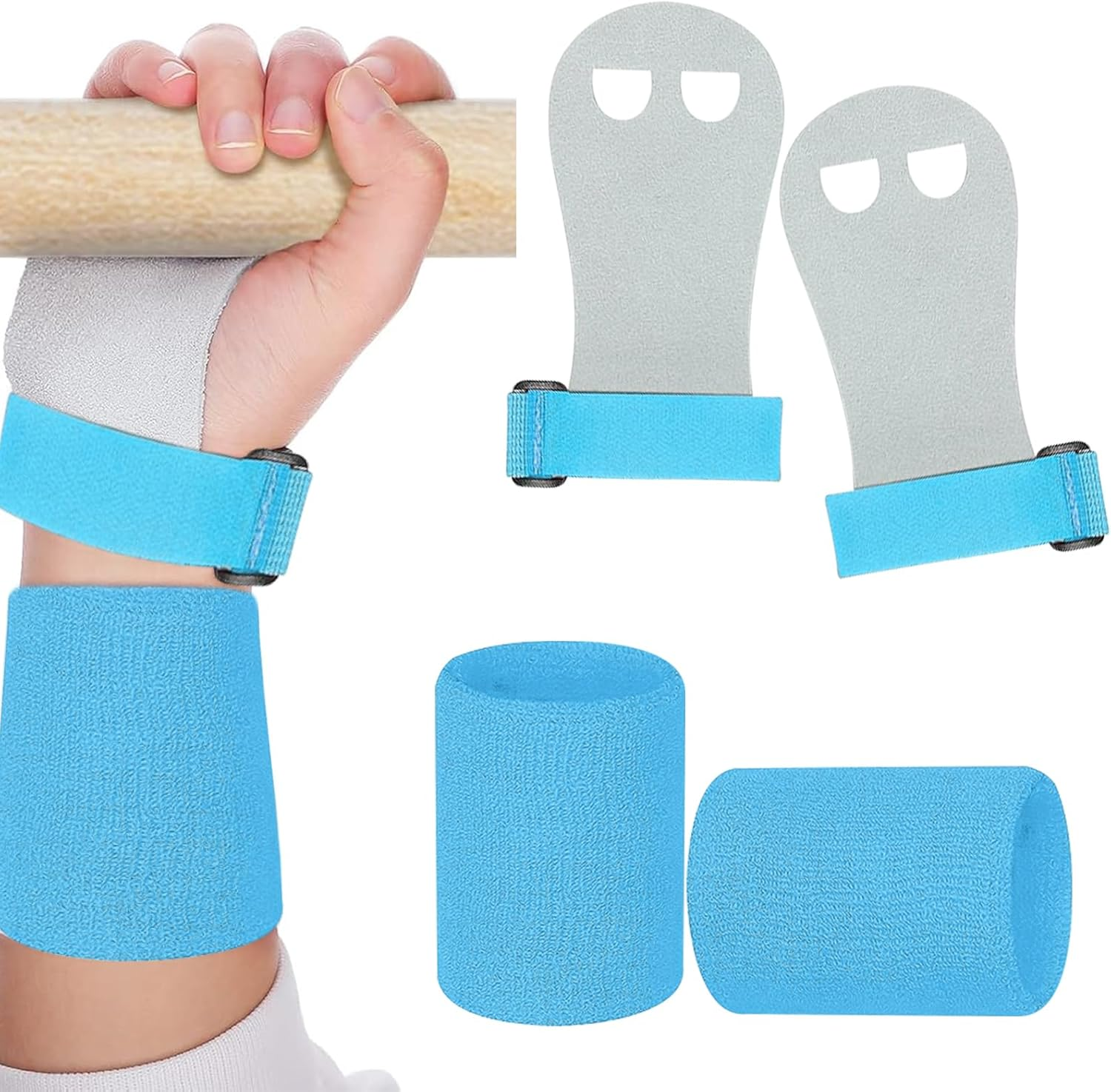 2PCS Gymnastics Hand Grips Gloves Wristbands, Gymnastic Hand Grips Gymnastic Bar Palm Protection and Wrist Support Sports Accessories for Boys Girls Youth Kids Workout and Exercise