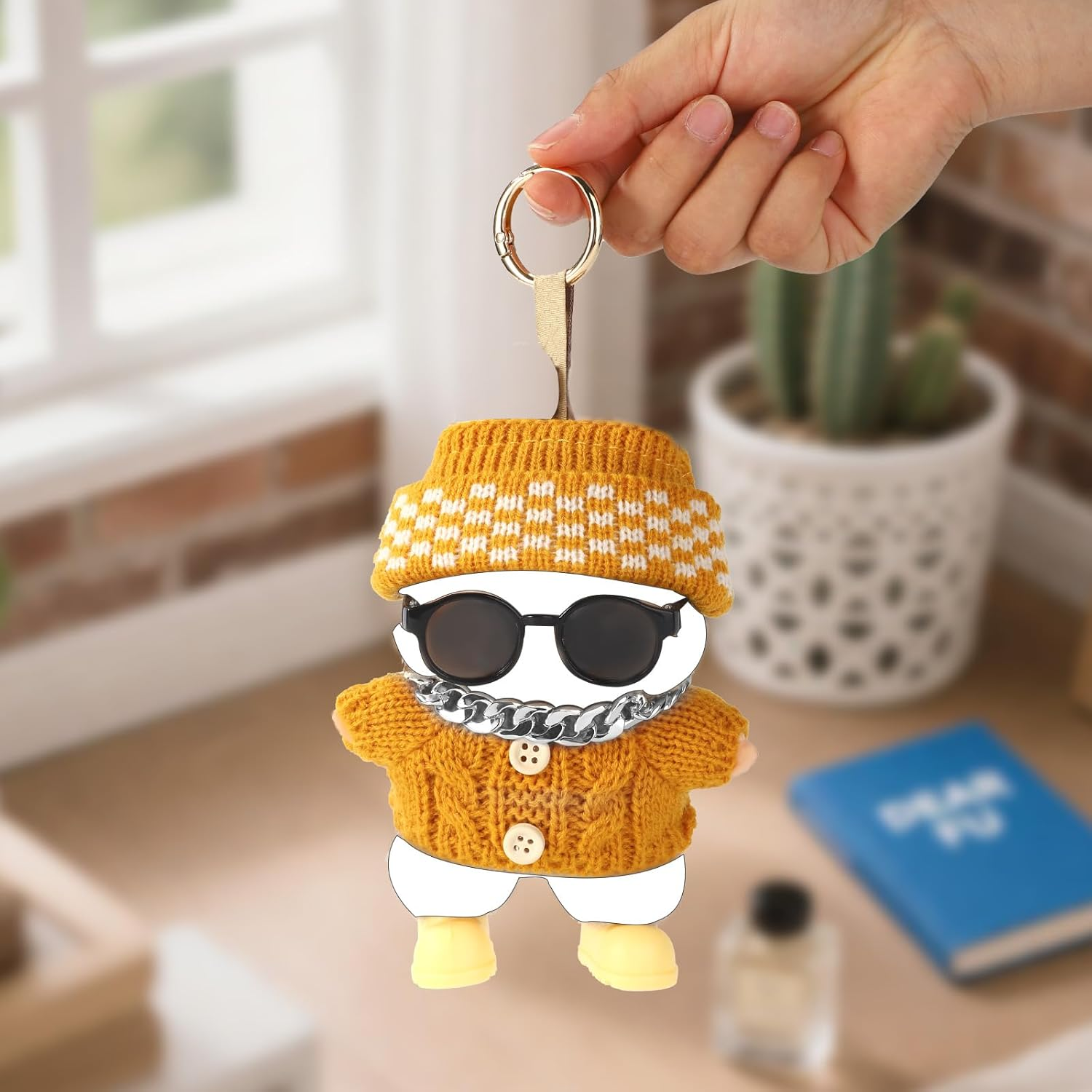 Doll Outfit Set, Fashion Sunglasses Silver Necklace & Cute Yellow Shoes Clothing Accessories for Dolls Decoration & Display