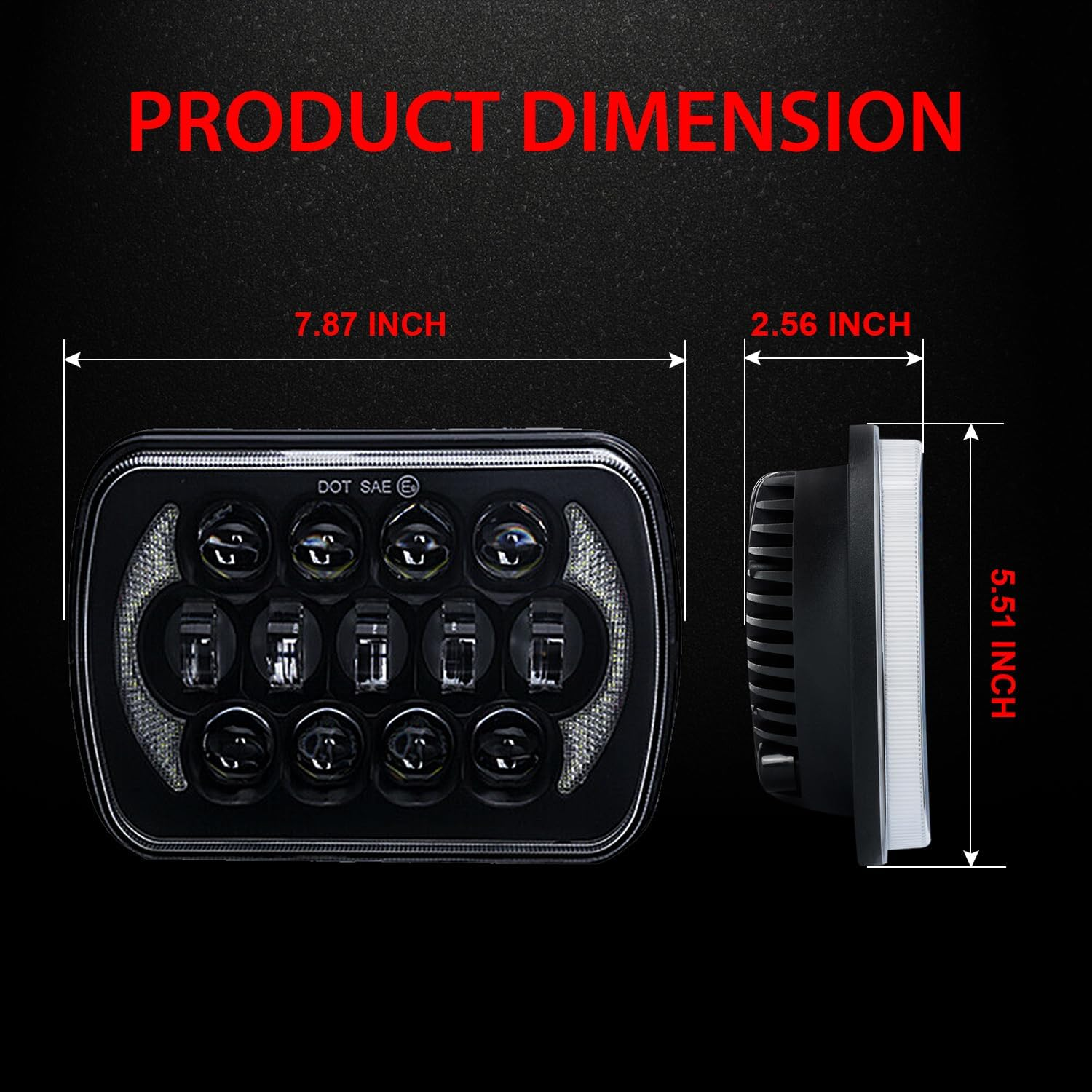 Yanchaofeiauto 105W 7X6'' 5X7Inch Led Headlights Replacement for Tacoma Hilux Pickup Hiace Chevy S10 Blazer Express Cargo Van 1500-3500 Ram F250 E350 Wrangler YJ Cherokee XJ image number 4