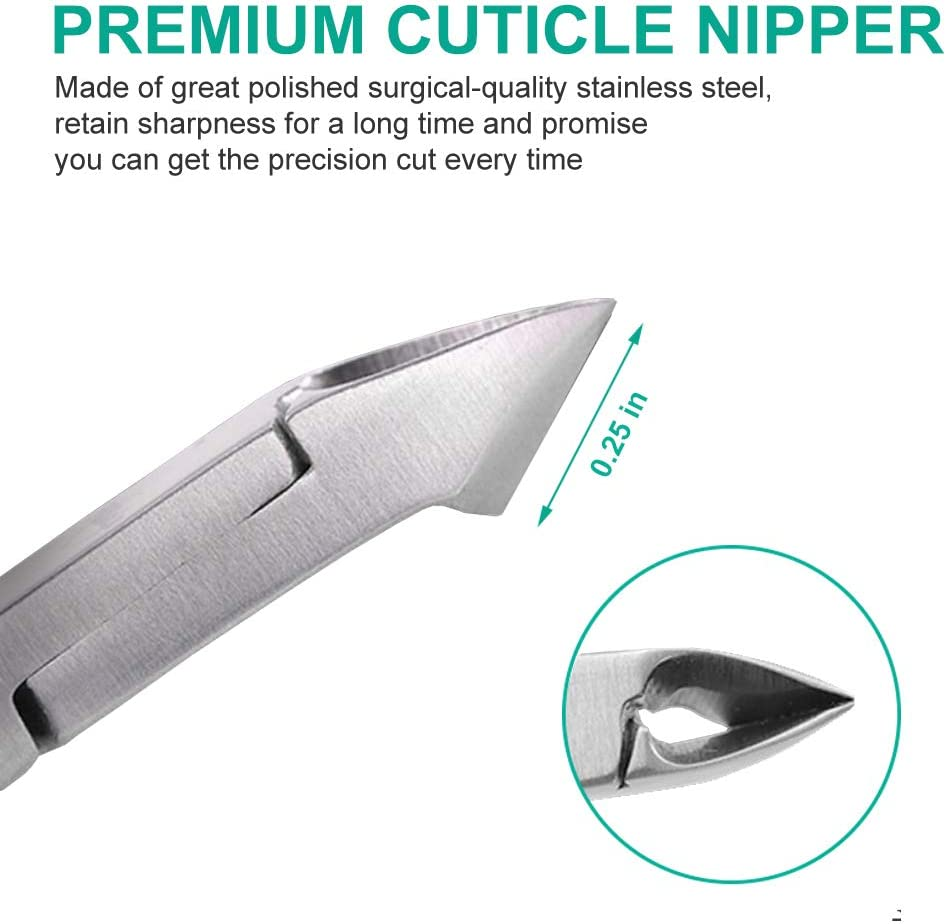 IVON Cuticle Trimmer, Professional Non-Slip Cuticle Nipper Stainless Steel Cutter - Green image number 3