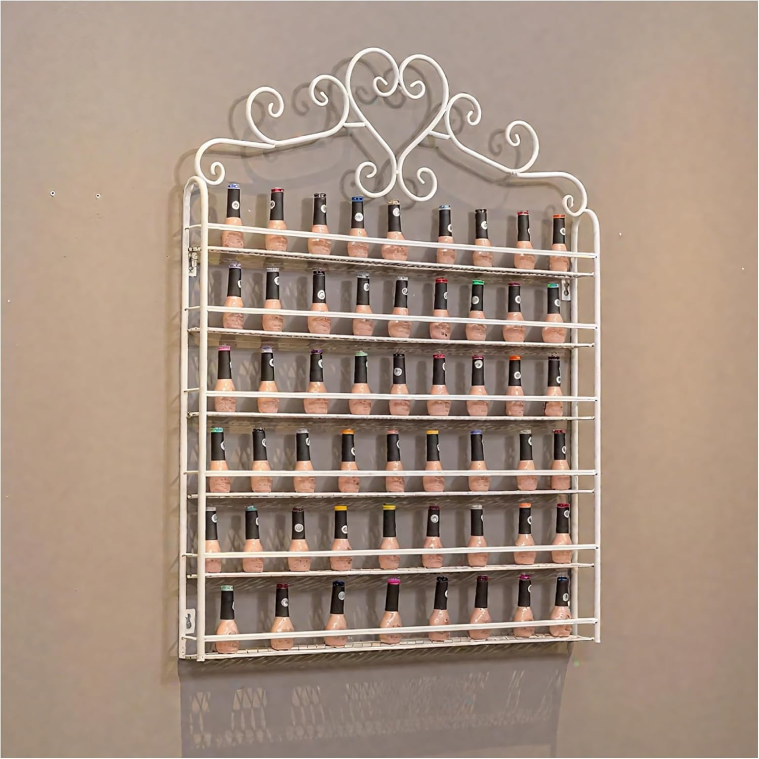 NUMNBE 6-Tier Metal Nail Polish Storage Elegant &ndash; Large 180-Bottle Nail Polish Holder, Space-Saving Display Shelf for Salon & Home, Durable Wall-Mounted Nail Polish Organiser in White image number 3