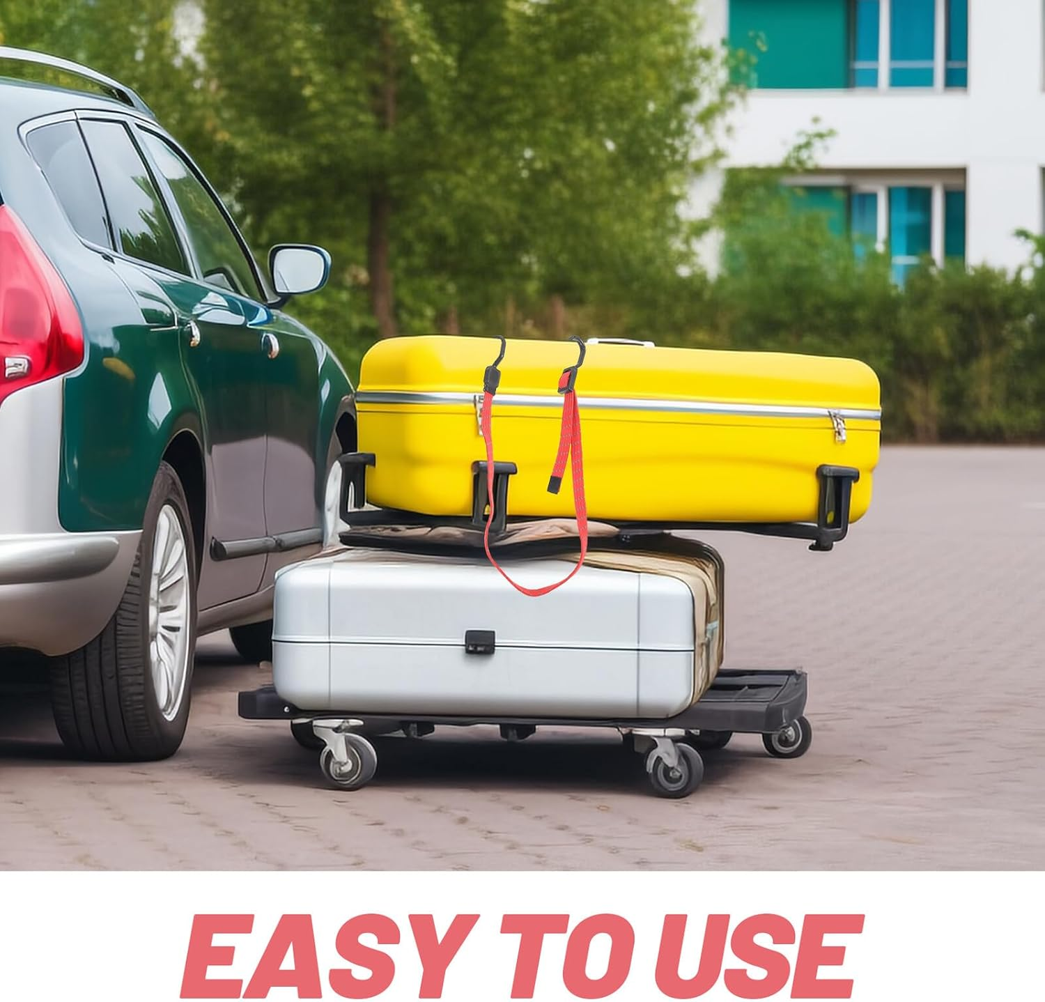 Ifundom Bungee Cords with Hooks Elastic Cargo Binding Straps Red Travel Luggage Fixing Belt Adjustable Outdoor Multi-Purpose Tie-Down Rope image number 2